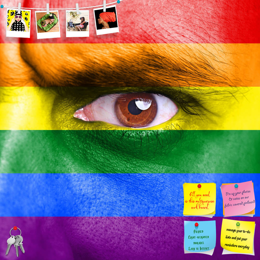 ArtzFolio Rainbow Flag Painted On Human Face Printed Bulletin Board Notice Pin Board Soft Board | Frameless-Bulletin Boards Frameless-AZSAO25313263BLB_FL_L-Image Code 5003185 Vishnu Image Folio Pvt Ltd, IC 5003185, ArtzFolio, Bulletin Boards Frameless, Places, Portraits, Photography, rainbow, flag, painted, on, human, face, printed, bulletin, board, notice, pin, soft, frameless, lgbt, gay, pride, follower, magic, lesbian, art, eye, vivid, facial, green, white, healing, passion, expression, red, yellow, life