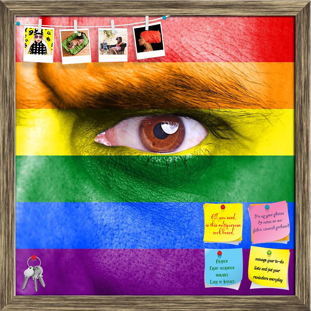 ArtzFolio Rainbow Flag Painted On Human Face Printed Bulletin Board Notice Pin Board Soft Board | Framed-Bulletin Boards Framed-AZSAO25313263BLB_FR_L-Image Code 5003185 Vishnu Image Folio Pvt Ltd, IC 5003185, ArtzFolio, Bulletin Boards Framed, Places, Portraits, Photography, rainbow, flag, painted, on, human, face, printed, bulletin, board, notice, pin, soft, framed, lgbt, gay, pride, follower, magic, lesbian, art, eye, vivid, facial, green, white, healing, passion, expression, red, yellow, life, symbol, or
