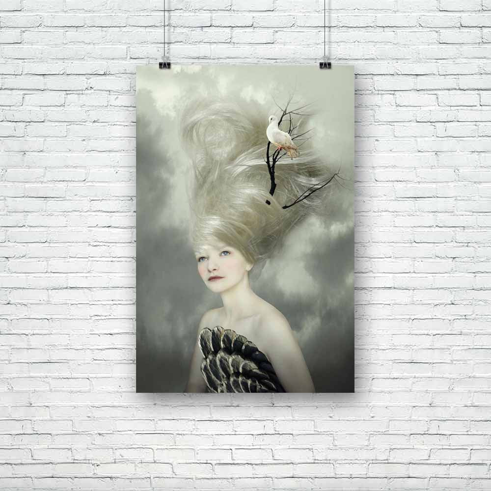 Female Model With A White Dove Unframed Paper Poster-Paper Posters Unframed-POS_UN-IC 5003196 IC 5003196, Abstract Expressionism, Abstracts, Art and Paintings, Asian, Birds, Black, Black and White, Conceptual, Fashion, Individuals, Portraits, Realism, Semi Abstract, Surrealism, White, female, model, with, a, dove, unframed, paper, poster, abstract, accessories, art, artist, artistic, beautiful, bird, bizarre, blond, bodice, branch, caucasian, classy, concept, corsage, dreamy, expressive, fancy, fascinating,