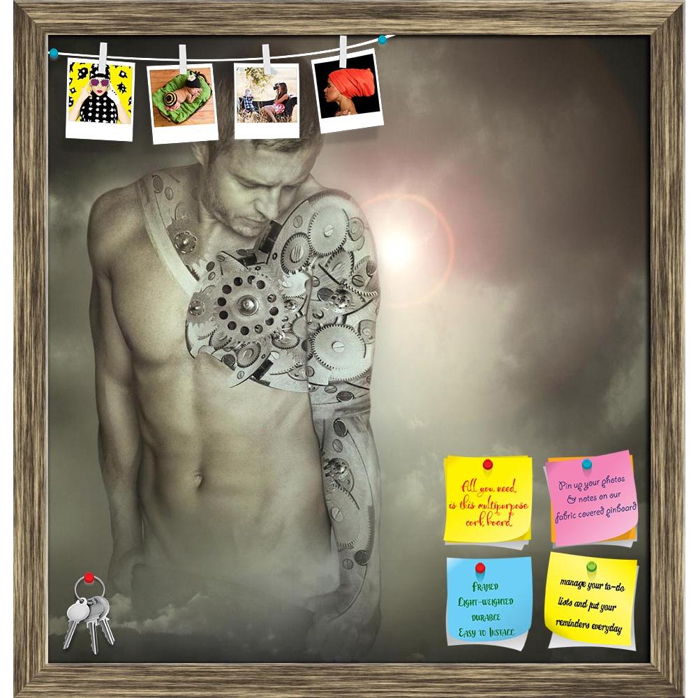 ArtzFolio Young Man With A Sort Of Armor Mechanics Printed Bulletin Board Notice Pin Board Soft Board | Framed-Bulletin Boards Framed-AZSAO25474374BLB_FR_L-Image Code 5003198 Vishnu Image Folio Pvt Ltd, IC 5003198, ArtzFolio, Bulletin Boards Framed, Conceptual, Photography, young, man, with, a, sort, of, armor, mechanics, printed, bulletin, board, notice, pin, soft, framed, beautiful, fantasy, one, his, arm, model, male, sensual, torso, muscle, mechanic, mechanism, mechanical, gear, romantic, macho, cloud, 