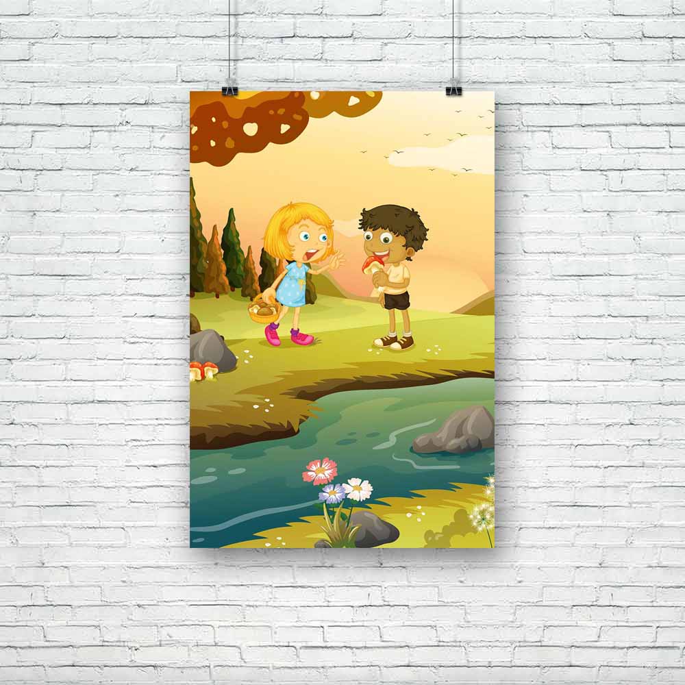 Boy & A Girl Playing At The Forest Unframed Paper Poster-Paper Posters Unframed-POS_UN-IC 5003206 IC 5003206, Animated Cartoons, Baby, Botanical, Caricature, Cartoons, Children, Digital, Digital Art, Drawing, Floral, Flowers, Graphic, Illustrations, Kids, Marble and Stone, Nature, People, Scenic, Wooden, boy, a, girl, playing, at, the, forest, unframed, paper, poster, cartoon, daytime, eat, eating, ecosystem, environment, female, gentleman, gift, humans, illustration, image, jungle, lady, little, male, man,