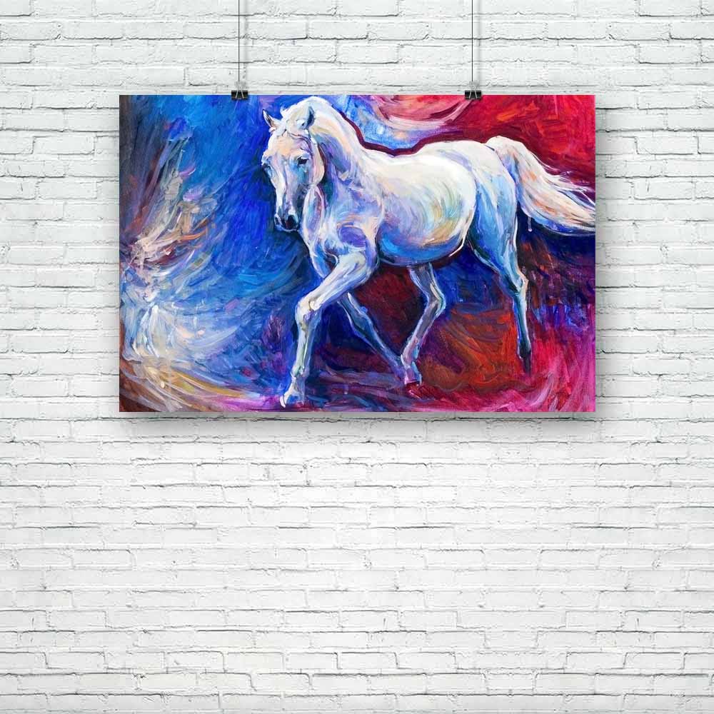 Abstract Artwork Of A Blue Horse Unframed Paper Poster - Paper Posters Unframed - ArtzFolio.com