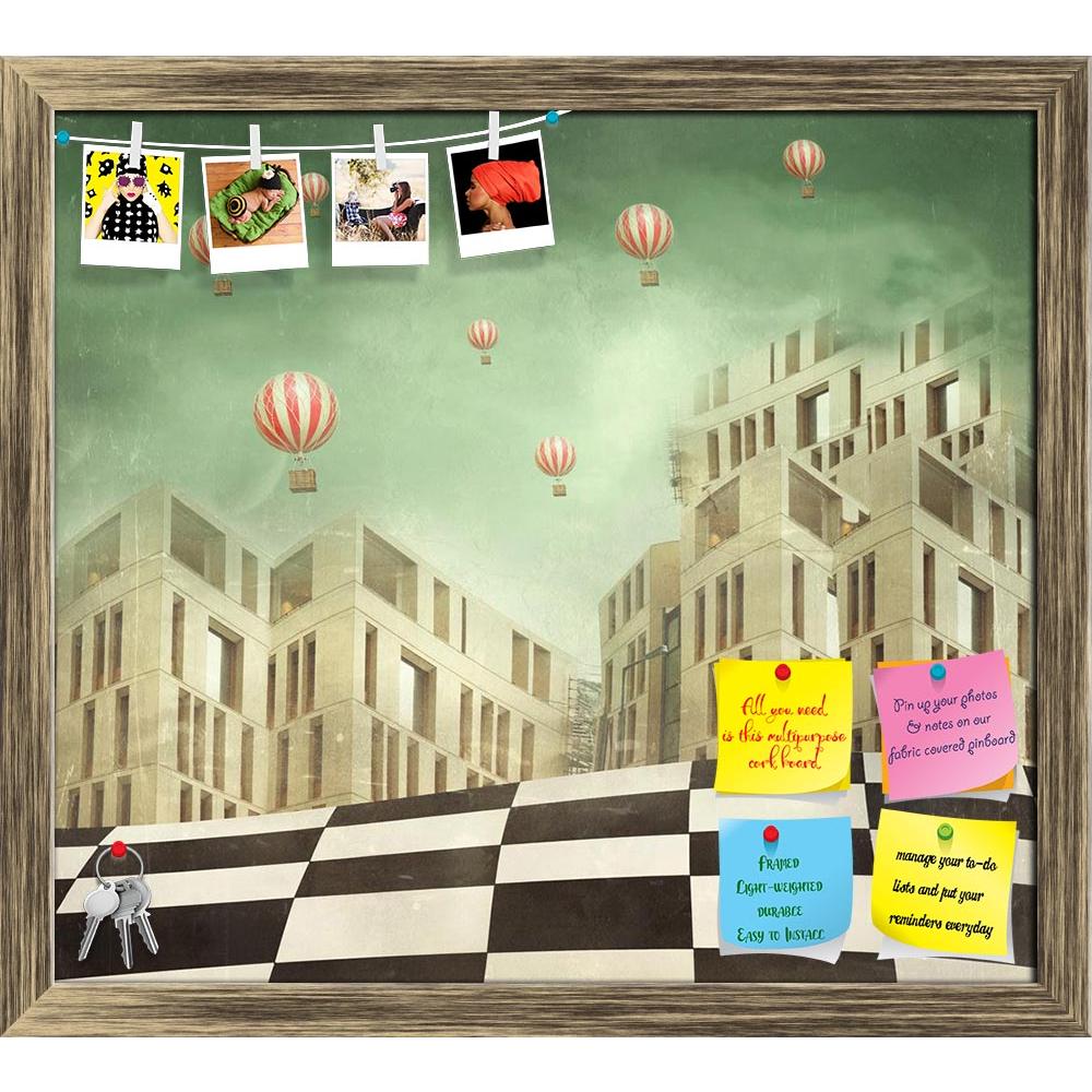 ArtzFolio Modern Buildings & Balloons In A Surreal Landscape Printed Bulletin Board Notice Pin Board Soft Board | Framed-Bulletin Boards Framed-AZSAO26588339BLB_FR_L-Image Code 5003292 Vishnu Image Folio Pvt Ltd, IC 5003292, ArtzFolio, Bulletin Boards Framed, Conceptual, Vintage, Digital Art, modern, buildings, balloons, in, a, surreal, landscape, printed, bulletin, board, notice, pin, soft, framed, several, many, hot, air, structure, building, abstract, window, sky, exterior, futuristic, fake, modernity, u