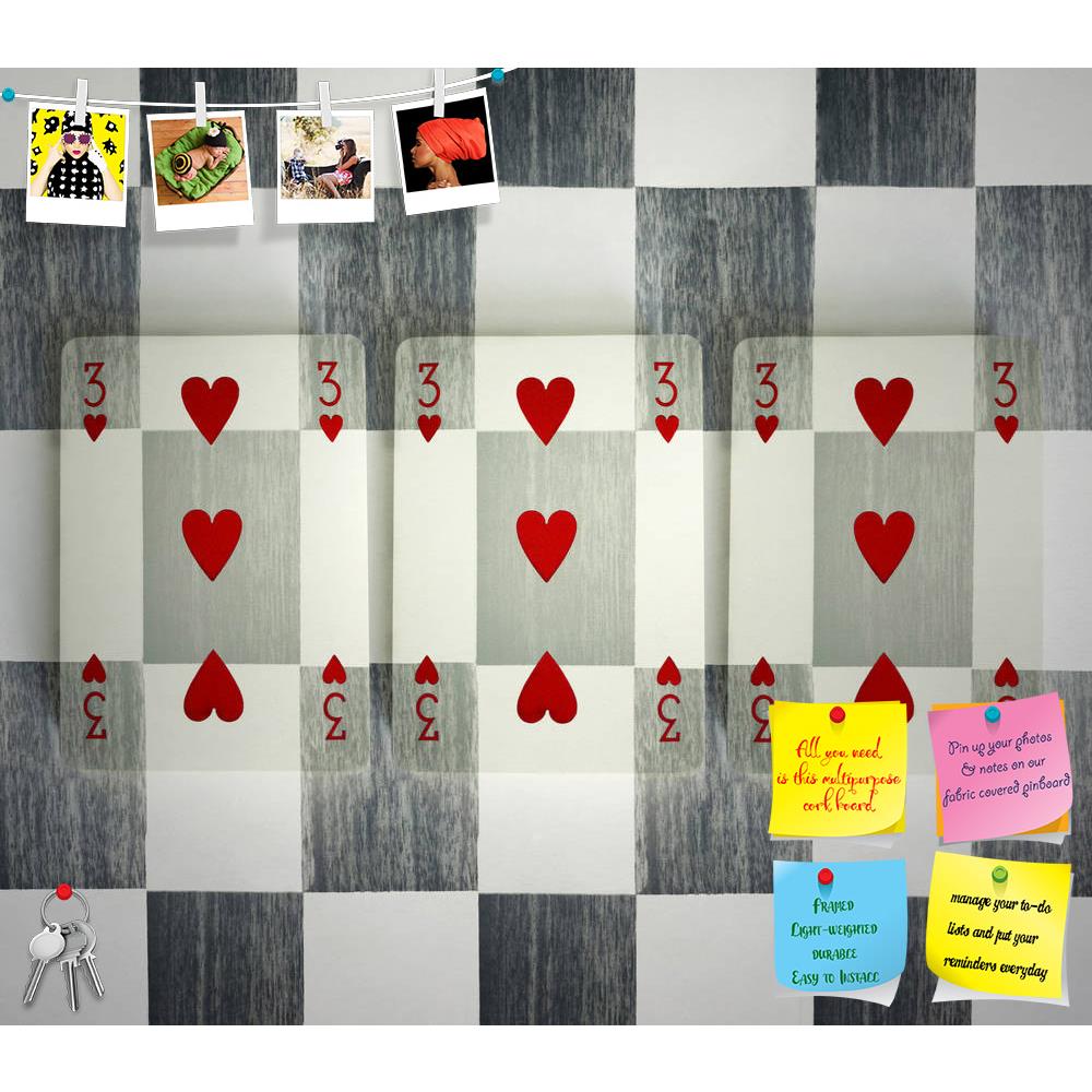 ArtzFolio Three Hearts Of Playing Card Printed Bulletin Board Notice Pin Board Soft Board | Frameless-Bulletin Boards Frameless-AZSAO26588667BLB_FL_L-Image Code 5003293 Vishnu Image Folio Pvt Ltd, IC 5003293, ArtzFolio, Bulletin Boards Frameless, Conceptual, Digital Art, three, hearts, of, playing, card, printed, bulletin, board, notice, pin, soft, frameless, common, cards, camouflaged, checkered, background, card., heart, vertical, game, love, superstition, future, fortune, teller, reading, luck, lucky, ob