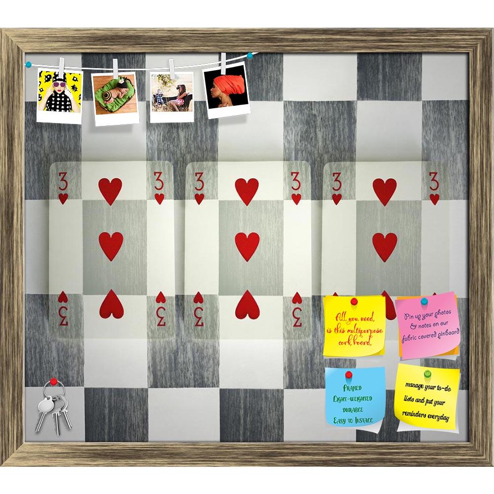 ArtzFolio Three Hearts Of Playing Card Printed Bulletin Board Notice Pin Board Soft Board | Framed-Bulletin Boards Framed-AZSAO26588667BLB_FR_L-Image Code 5003293 Vishnu Image Folio Pvt Ltd, IC 5003293, ArtzFolio, Bulletin Boards Framed, Conceptual, Digital Art, three, hearts, of, playing, card, printed, bulletin, board, notice, pin, soft, framed, common, cards, camouflaged, checkered, background, card., heart, vertical, game, love, superstition, future, fortune, teller, reading, luck, lucky, object, isolat