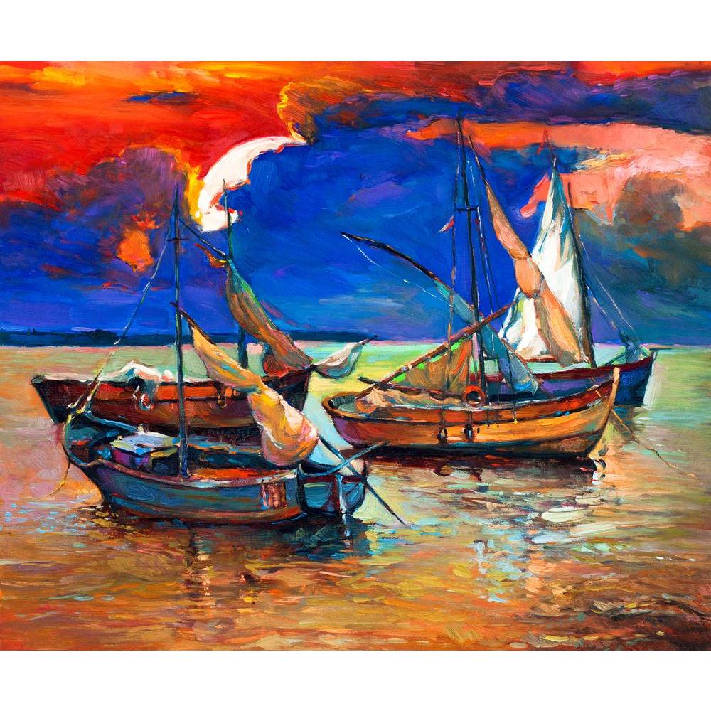 Abstract Artwork Of Fishing Boats & Sea Canvas Painting Synthetic Frame-Paintings MDF Framing-AFF_FR-IC 5003297 IC 5003297, Abstract Expressionism, Abstracts, Ancient, Art and Paintings, Automobiles, Boats, Drawing, Historical, Holidays, Illustrations, Impressionism, Landscapes, Medieval, Modern Art, Nature, Nautical, Paintings, Scenic, Semi Abstract, Sunrises, Sunsets, Transportation, Travel, Vehicles, Vintage, abstract, artwork, of, fishing, sea, canvas, painting, synthetic, frame, oil, art, artistic, bac