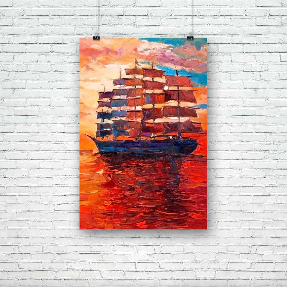 Sailing Frigate Or Ship & Sea Unframed Paper Poster-Paper Posters Unframed-POS_UN-IC 5003298 IC 5003298, Abstract Expressionism, Abstracts, Art and Paintings, Automobiles, Boats, Drawing, Illustrations, Impressionism, Landscapes, Modern Art, Nature, Nautical, Paintings, Scenic, Semi Abstract, Signs, Signs and Symbols, Sketches, Sunsets, Transportation, Travel, Vehicles, Watercolour, sailing, frigate, or, ship, sea, unframed, paper, poster, abstract, acrylic, art, artist, artistic, artwork, backdrop, backgro