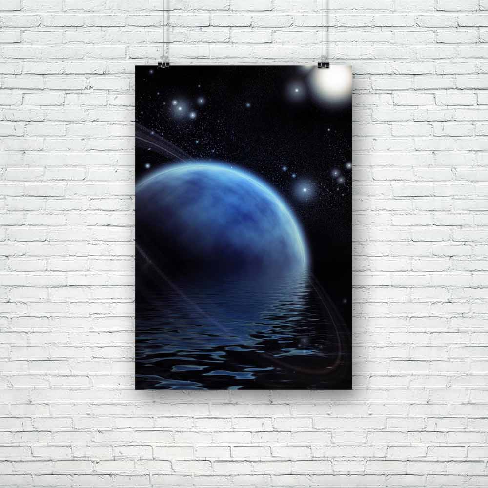 Ringed Planet & Reflection In Water Unframed Paper Poster-Paper Posters Unframed-POS_UN-IC 5003306 IC 5003306, Astronomy, Cosmology, Fantasy, Futurism, God Ram, Hinduism, Landscapes, Nature, Panorama, Scenic, Science Fiction, Space, Stars, ringed, planet, reflection, in, water, unframed, paper, poster, air, alien, background, beautiful, beauty, blue, color, cosmos, deep, distant, dream, evening, fiction, future, horizon, imagination, lake, landscape, majestic, moon, mystery, ocean, outer, peaceful, reflect,