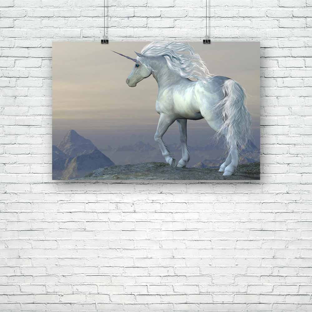 Unicorn Bluff Unframed Paper Poster-Paper Posters Unframed-POS_UN-IC 5003311 IC 5003311, Animals, Black and White, Fantasy, Illustrations, Mountains, White, unicorn, bluff, unframed, paper, poster, animal, beast, brute, buck, charger, cliff, colt, creature, doe, equine, fable, fairytale, folklore, forest, trees, herd, hill, horn, horse, horsepower, illustration, image, livestock, magic, magical, mammal, mare, mount, mountain, myth, mythology, picture, stag, stallion, steed, tale, wild, artzfolio, posters, w