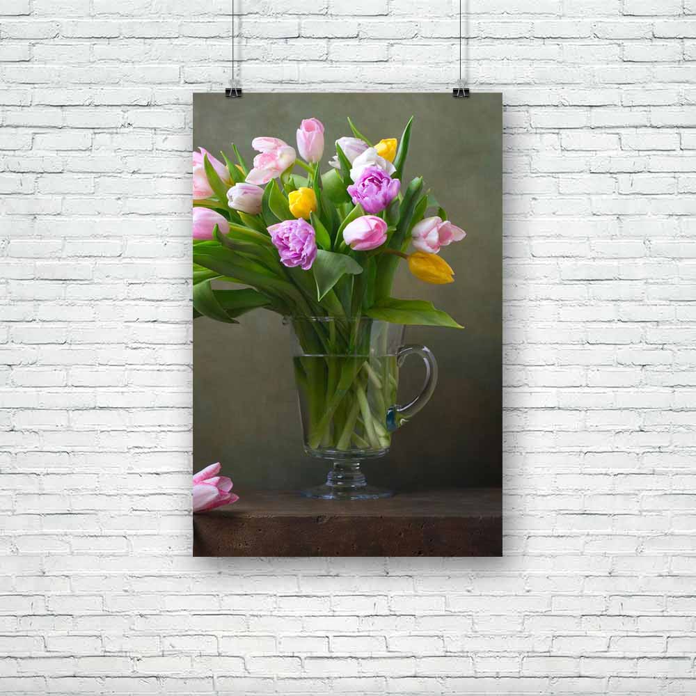 Still Life With Colorful Tulips D3 Unframed Paper Poster-Paper Posters Unframed-POS_UN-IC 5003319 IC 5003319, Ancient, Art and Paintings, Black and White, Botanical, Floral, Flowers, Historical, Marble and Stone, Medieval, Nature, Paintings, Retro, Scenic, Signs, Signs and Symbols, Still Life, Vintage, White, still, life, with, colorful, tulips, d3, unframed, paper, poster, flower, painting, morte, bouquet, of, art, artistic, beautiful, composition, decoration, design, flavor, fragrant, glass, green, jug, l