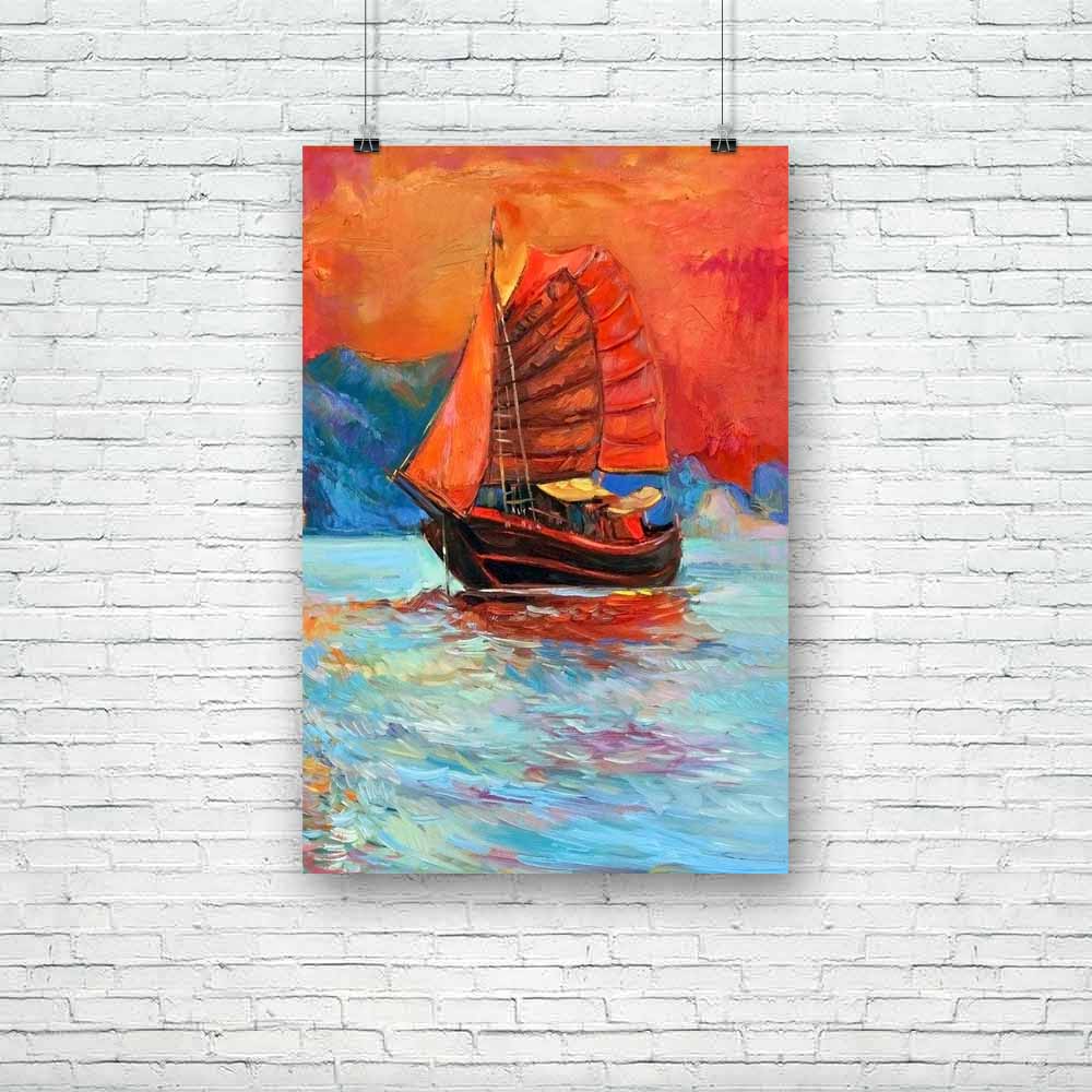 Chinese Sailing Ship & Cliffs Unframed Paper Poster-Paper Posters Unframed-POS_UN-IC 5003331 IC 5003331, Abstract Expressionism, Abstracts, Art and Paintings, Automobiles, Boats, Chinese, Drawing, Illustrations, Impressionism, Landscapes, Modern Art, Nature, Nautical, Paintings, Scenic, Semi Abstract, Signs, Signs and Symbols, Sketches, Sunsets, Transportation, Travel, Vehicles, Watercolour, sailing, ship, cliffs, unframed, paper, poster, abstract, acrylic, art, artist, artistic, artwork, backdrop, backgrou