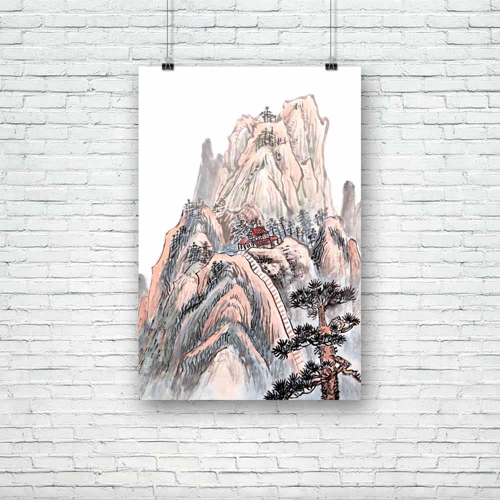 High Mountain Landscape Unframed Paper Poster-Paper Posters Unframed-POS_UN-IC 5003341 IC 5003341, Abstract Expressionism, Abstracts, Art and Paintings, Asian, Black, Black and White, Chinese, Countries, Culture, Drawing, Ethnic, God Ram, Hinduism, Japanese, Landscapes, Mountains, Nature, Paintings, Panorama, Scenic, Seasons, Semi Abstract, Signs, Signs and Symbols, Traditional, Tribal, White, Wooden, World Culture, high, mountain, landscape, unframed, paper, poster, abstract, art, artistic, asia, beautiful