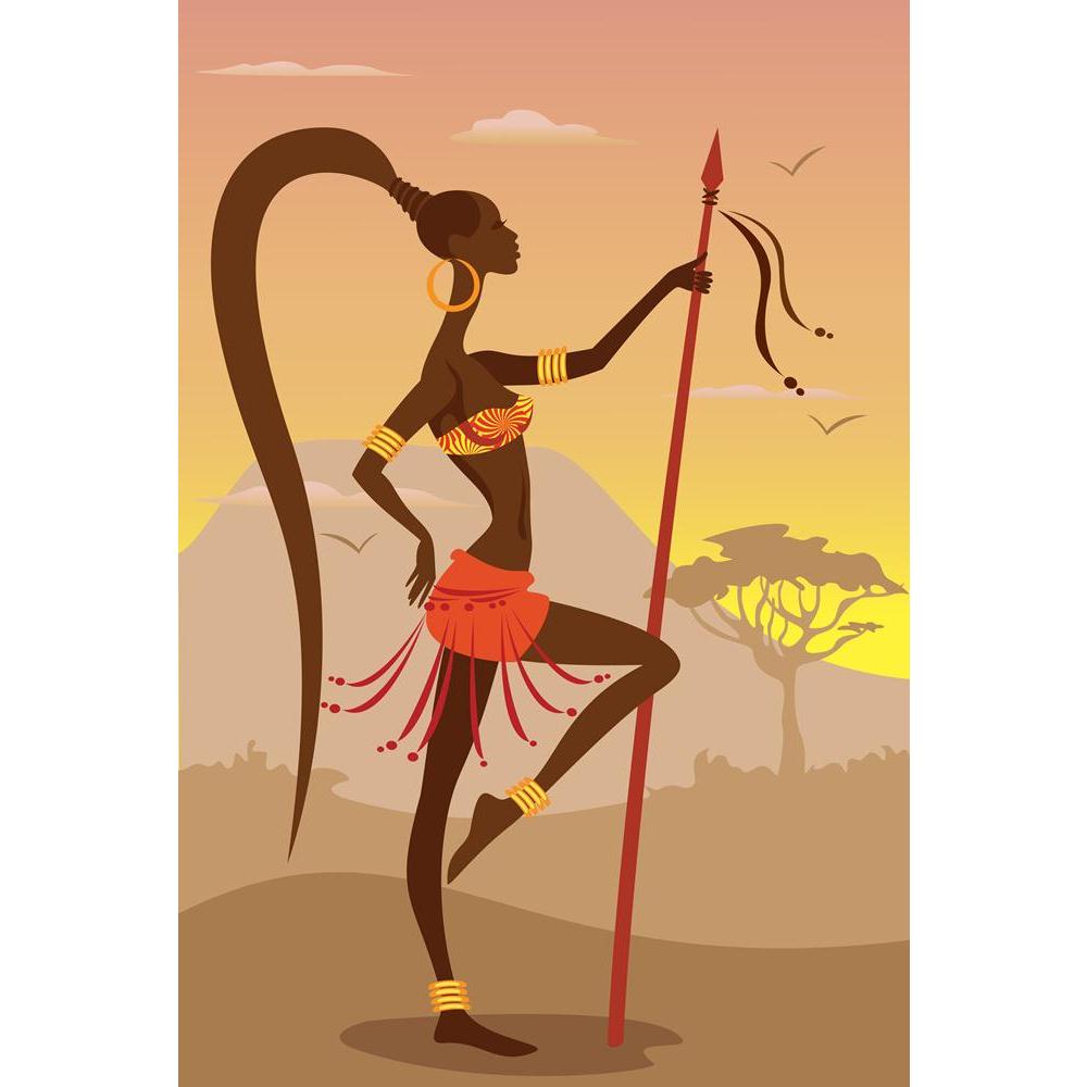 African Woman Canvas Painting Synthetic Frame - Paintings MDF Framing - ArtzFolio.com