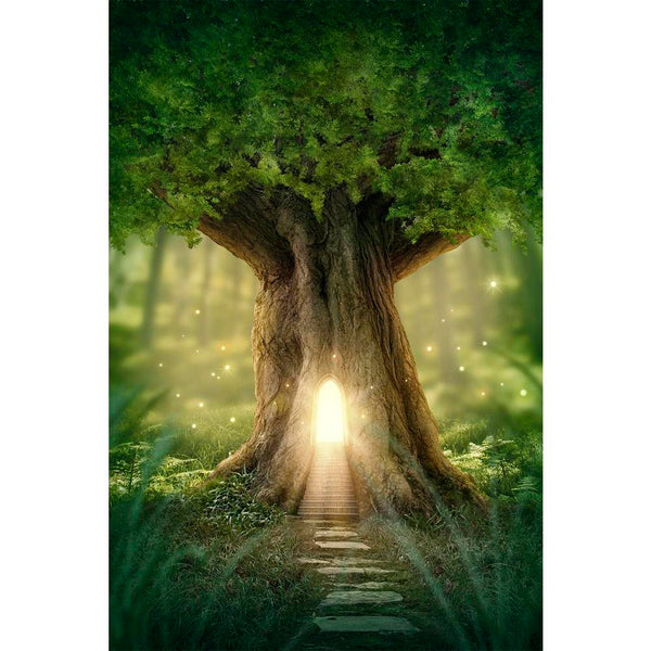 Fantasy Tree House D1 Unframed Paper Poster-Paper Posters Unframed-POS_UN-IC 5003358 IC 5003358, Fantasy, Landscapes, Nature, Scenic, Surrealism, Wooden, tree, house, d1, unframed, paper, wall, poster, fairy, landscape, forest, enchanted, tale, fairies, magic, tales, door, fairytale, jungle, imagination, adventure, big, bright, dark, darkness, deep, fog, green, home, imagine, lamp, lantern, leaves, light, mist, misty, mysterious, mystery, natural, night, nobody, outdoor, plant, road, shine, sparkle, surreal