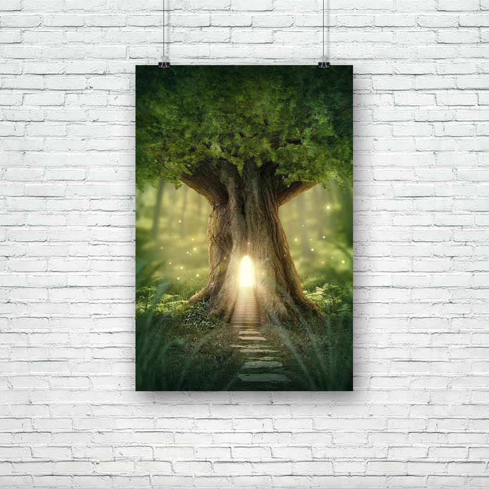 Fantasy Tree House D1 Unframed Paper Poster-Paper Posters Unframed-POS_UN-IC 5003358 IC 5003358, Fantasy, Landscapes, Nature, Scenic, Surrealism, Wooden, tree, house, d1, unframed, paper, poster, fairy, landscape, forest, enchanted, tale, fairies, magic, tales, door, fairytale, jungle, imagination, adventure, big, bright, dark, darkness, deep, fog, green, home, imagine, lamp, lantern, leaves, light, mist, misty, mysterious, mystery, natural, night, nobody, outdoor, plant, road, shine, sparkle, surreal, trun