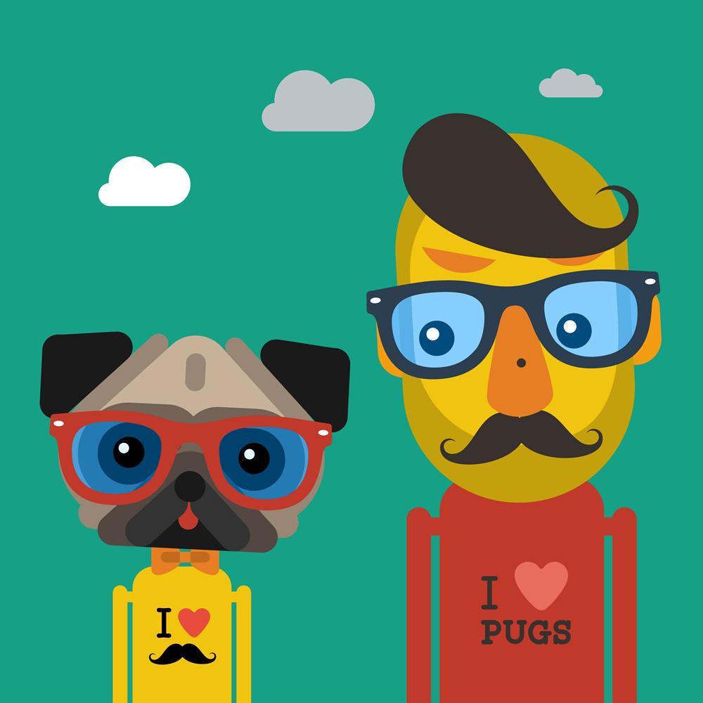 Fashion Hipster Man & Pug Dog Pet Canvas Painting Synthetic Frame-Paintings MDF Framing-AFF_FR-IC 5003363 IC 5003363, Animals, Art and Paintings, Baby, Children, Digital, Digital Art, Drawing, Fashion, Graphic, Hipster, Illustrations, Individuals, Kids, People, Pets, Portraits, man, pug, dog, pet, canvas, painting, synthetic, frame, animal, art, artwork, beautiful, boy, camera, card, concept, cool, cute, doodle, drawn, friend, friendship, funny, glasses, hand, head, illustration, image, kid, line, look, mal