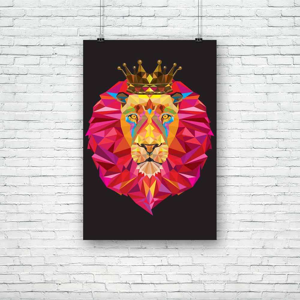 King Lion Head Unframed Paper Poster-Paper Posters Unframed-POS_UN-IC 5003405 IC 5003405, African, Animals, Digital, Digital Art, Education, Geometric, Geometric Abstraction, Graphic, Icons, Illustrations, Nature, Patterns, Scenic, Schools, Signs, Signs and Symbols, Sports, Symbols, Universities, king, lion, head, unframed, paper, poster, crown, africa, animal, lions, tattoo, crowns, background, cat, color, colorful, design, dimond, face, high, icon, illustration, isolated, logos, mammal, mane, mascot, oran