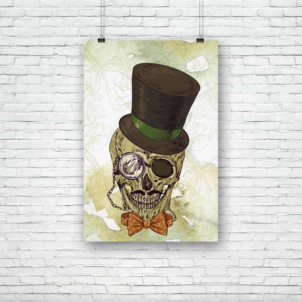 Hipster Skull Unframed Paper Poster-Paper Posters Unframed-POS_UN-IC 5003431 IC 5003431, Abstract Expressionism, Abstracts, Ancient, Art and Paintings, Black, Black and White, Digital, Digital Art, Fashion, Gothic, Graphic, Hipster, Historical, Illustrations, Medieval, Nature, Patterns, Retro, Scenic, Semi Abstract, Signs, Signs and Symbols, Symbols, Vintage, skull, unframed, paper, poster, abstract, art, background, bone, bowler, circus, dark, dead, decoration, design, grunge, halloween, hat, head, horror,