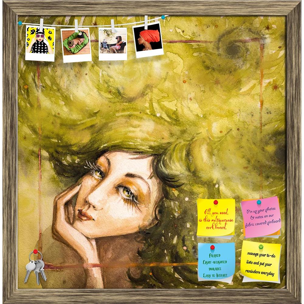 ArtzFolio Portrait Of Beautiful Woman Printed Bulletin Board Notice Pin Board Soft Board | Framed-Bulletin Boards Framed-AZSAO28033556BLB_FR_L-Image Code 5003445 Vishnu Image Folio Pvt Ltd, IC 5003445, ArtzFolio, Bulletin Boards Framed, Fashion, Portraits, Fine Art Reprint, portrait, of, beautiful, woman, printed, bulletin, board, notice, pin, soft, framed, green, hair, picture, created, watercolors, pin up board, push pin board, extra large cork board, big pin board, notice board, small bulletin board, cor