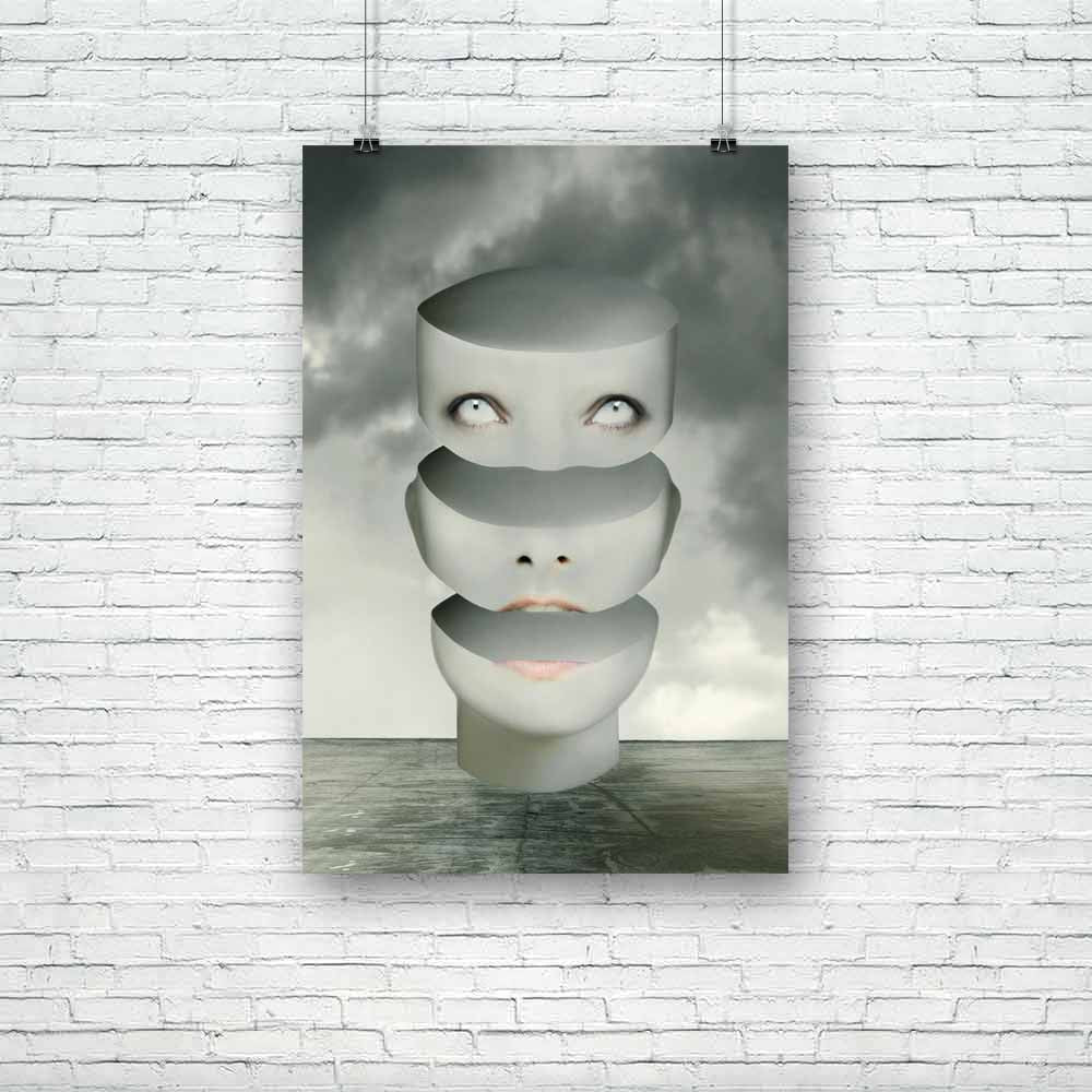 Human Head Divided In Three Parts D1 Unframed Paper Poster-Paper Posters Unframed-POS_UN-IC 5003456 IC 5003456, Art and Paintings, Conceptual, Fantasy, Illustrations, Surrealism, human, head, divided, in, three, parts, d1, unframed, paper, poster, art, artist, artistic, bizarre, break, up, breaking, cloud, concept, creativity, decomposed, decomposition, dramatic, dreamy, eye, face, float, floor, illustration, illustrative, imagination, imagine, metaphysics, mind, mouth, mysterious, neck, originality, part, 