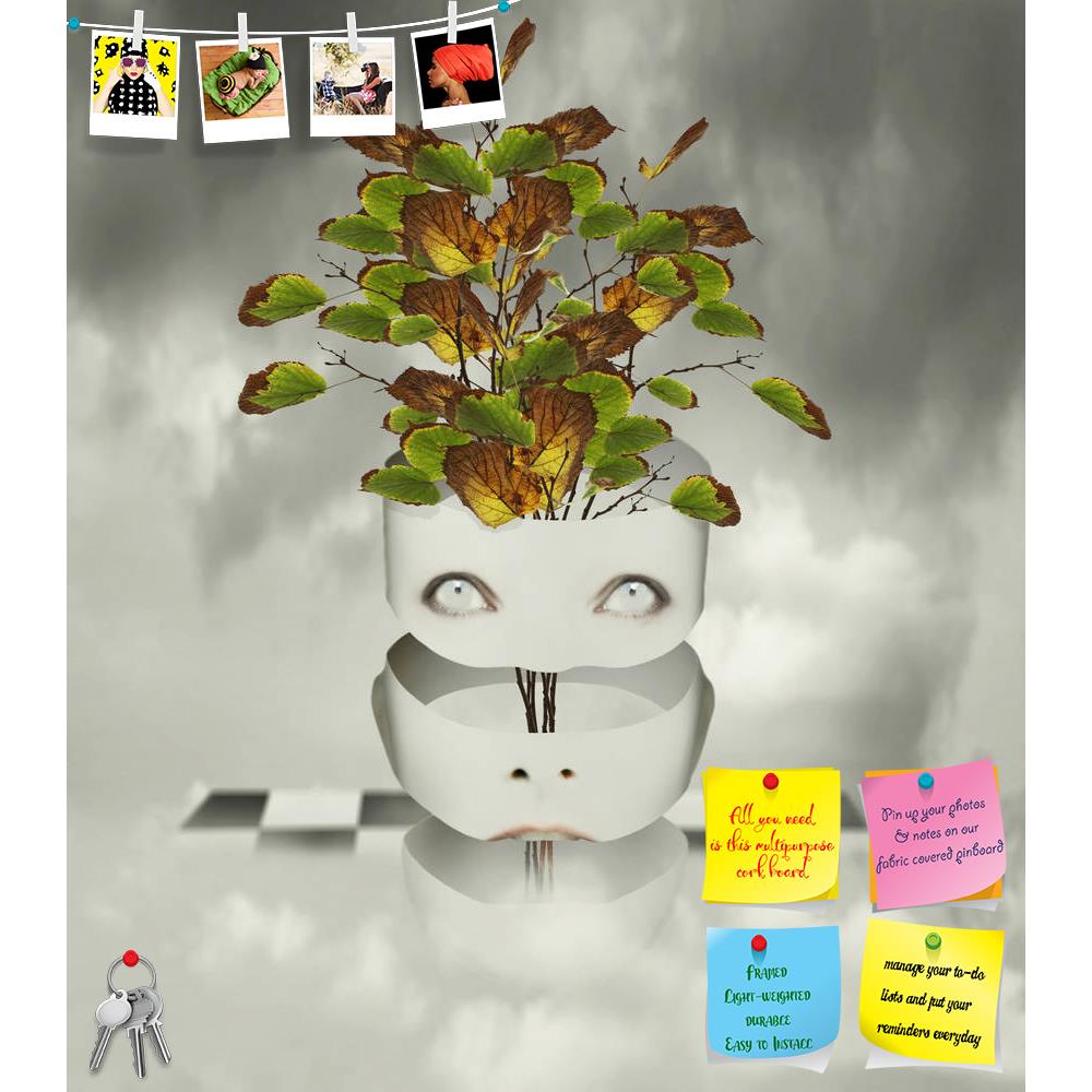 ArtzFolio Human Head Divided In Three Parts D2 Printed Bulletin Board Notice Pin Board Soft Board | Frameless-Bulletin Boards Frameless-AZSAO28112088BLB_FL_L-Image Code 5003458 Vishnu Image Folio Pvt Ltd, IC 5003458, ArtzFolio, Bulletin Boards Frameless, Conceptual, Digital Art, human, head, divided, in, three, parts, d2, printed, bulletin, board, notice, pin, soft, frameless, metaphysics, imagine, representing, surreal, background, branches, leaves, comes, out, from, like, vase, art, artistic, artist, surr
