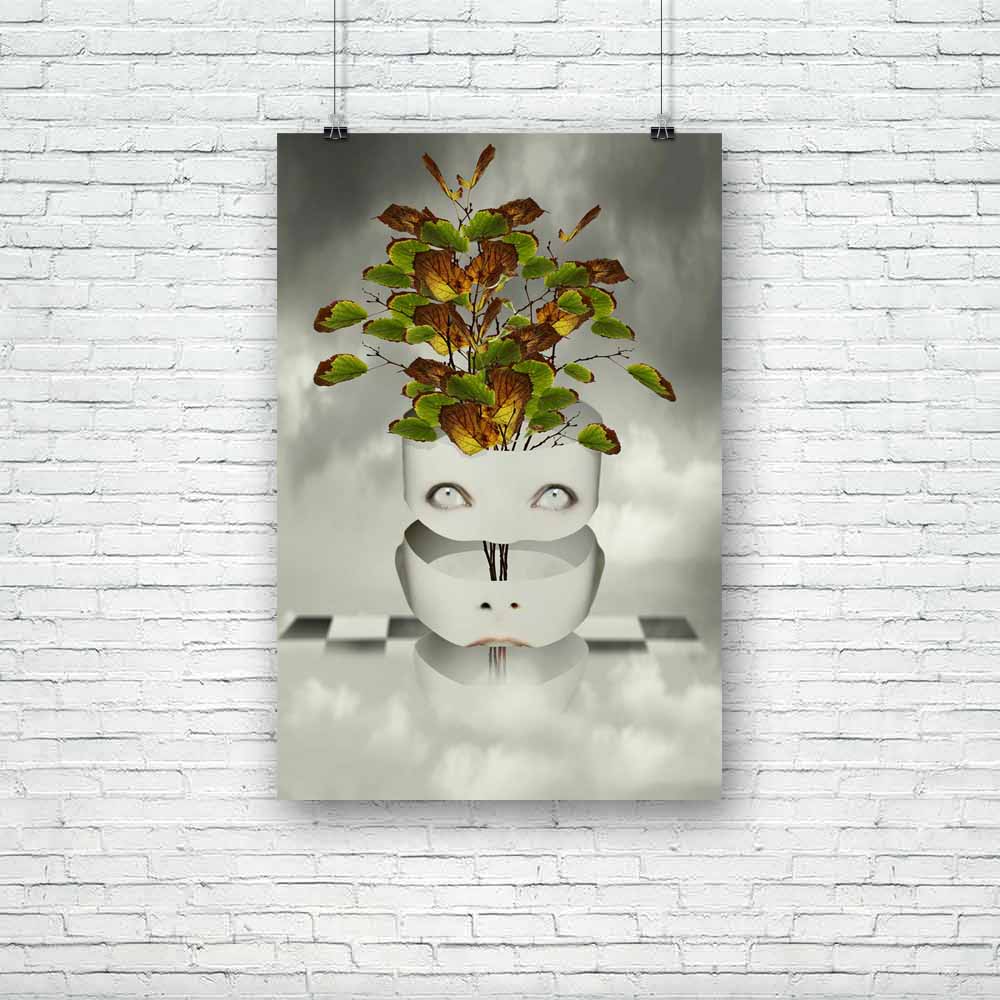 Human Head Divided In Three Parts D2 Unframed Paper Poster-Paper Posters Unframed-POS_UN-IC 5003458 IC 5003458, Art and Paintings, Conceptual, Fantasy, Illustrations, Nature, Scenic, Surrealism, human, head, divided, in, three, parts, d2, unframed, paper, poster, art, artist, artistic, bizarre, branch, break, up, breaking, cloud, concept, creativity, decomposed, decomposition, dramatic, dreamy, eco, eye, face, float, floor, foggy, illustration, illustrative, imagination, imagine, leaf, metaphysics, mind, mo
