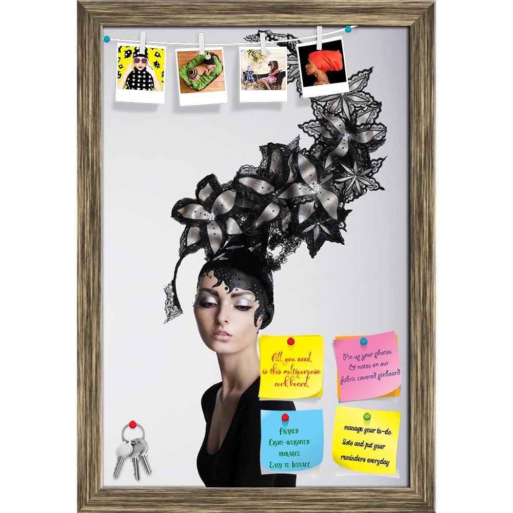 ArtzFolio Fantasy Surrealism D1 Printed Bulletin Board Notice Pin Board Soft Board | Framed-Bulletin Boards Framed-AZSAO28193447BLB_FR_L-Image Code 5003467 Vishnu Image Folio Pvt Ltd, IC 5003467, ArtzFolio, Bulletin Boards Framed, Fashion, Portraits, Photography, fantasy, surrealism, d1, printed, bulletin, board, notice, pin, soft, framed, woman, person, female, one, portrait, head, headwear, hat, lid, wear, headgear, silver, black, model, beauty, creative, design, face, false, lashes, eyelashes, cap, flowe
