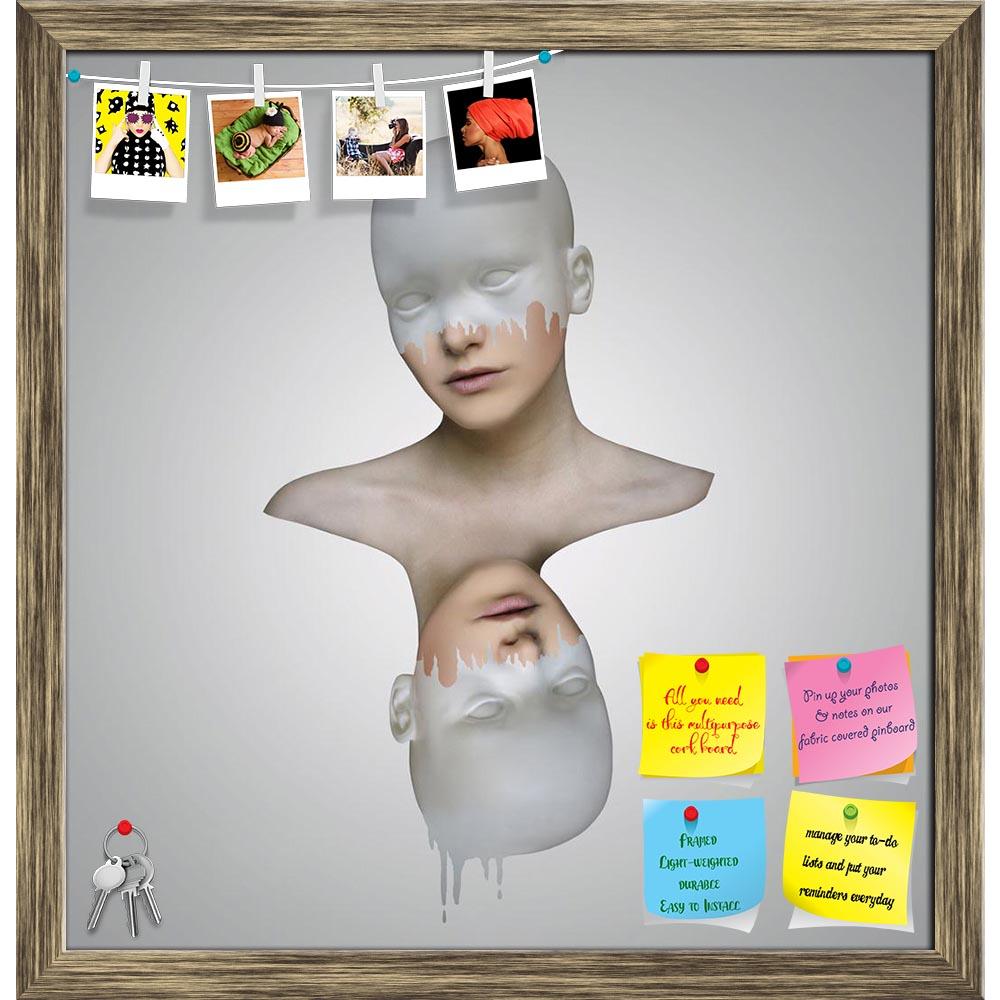 ArtzFolio Two Female Portrait Printed Bulletin Board Notice Pin Board Soft Board | Framed-Bulletin Boards Framed-AZSAO28468953BLB_FR_L-Image Code 5003497 Vishnu Image Folio Pvt Ltd, IC 5003497, ArtzFolio, Bulletin Boards Framed, Conceptual, Fashion, Digital Art, two, female, portrait, printed, bulletin, board, notice, pin, soft, framed, surreal, artistic, image, representing, grey, background, face, human, double, above, mannequinn, melt, white, surrealistic, surrealism, art, unusual, weird, complex, comple