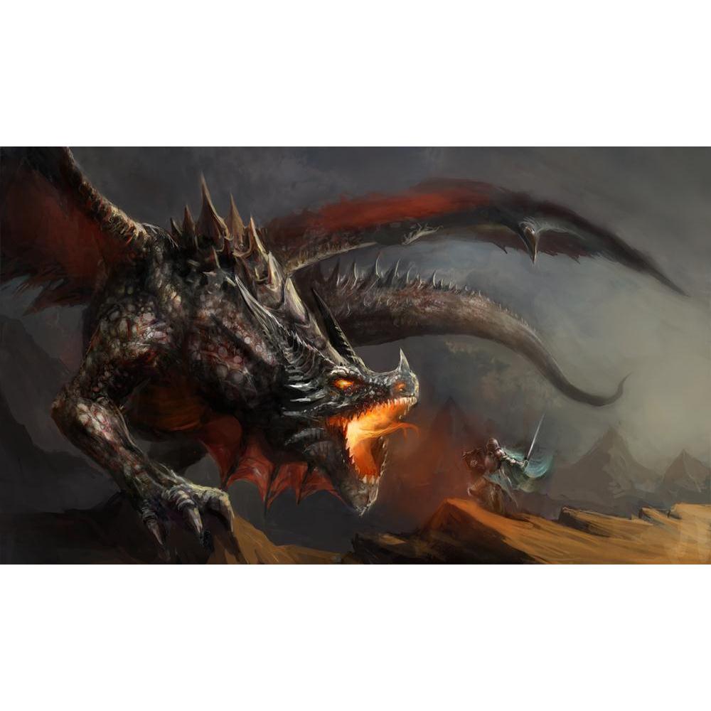 Knight Fighting Dragon Canvas Painting Synthetic Frame-Paintings MDF Framing-AFF_FR-IC 5003509 IC 5003509, Ancient, Animals, Art and Paintings, Drawing, Fantasy, Illustrations, Medieval, Mountains, Vintage, knight, fighting, dragon, canvas, painting, synthetic, frame, art, dragons, warrior, fire, battle, knights, animal, attack, big, breath, creature, danger, destruction, drawings, evil, fairytale, fantastic, fear, fearful, fictional, field, flight, hunt, illustration, imagination, king, large, legend, mons