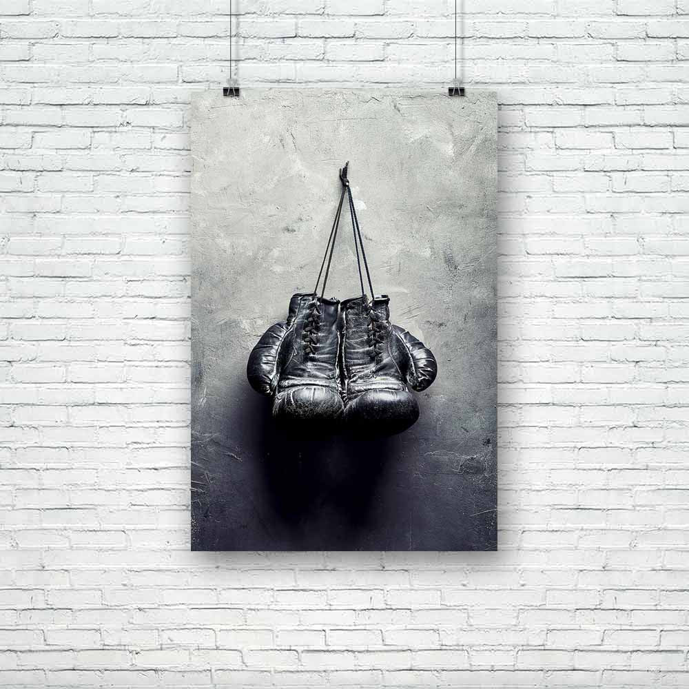 Old Boxing Gloves Hang On Nail Unframed Paper Poster-Paper Posters Unframed-POS_UN-IC 5003517 IC 5003517, Ancient, Black, Black and White, Calligraphy, Historical, Love, Medieval, Retro, Romance, Space, Sports, Text, Vintage, old, boxing, gloves, hang, on, nail, unframed, paper, poster, grunge, boxer, ring, glove, retirement, fight, pension, training, resignation, active, activity, age, antique, background, box, career, close, competition, concept, copy, dangling, dismissal, energy, equipment, exercise, fis