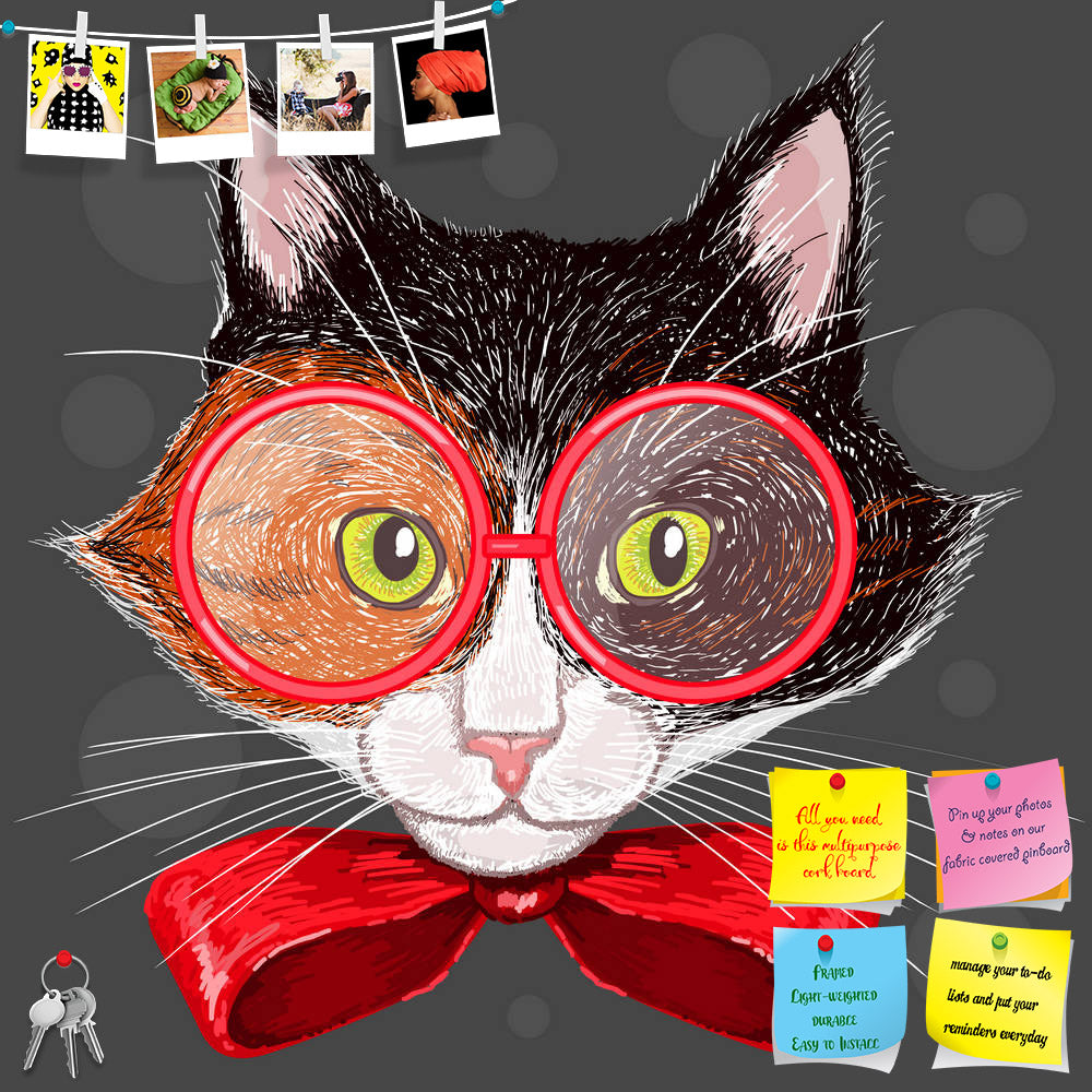 ArtzFolio Portrait Of A Calico Cat In Red Glasses & A Bow Printed Bulletin Board Notice Pin Board Soft Board | Frameless-Bulletin Boards Frameless-AZSAO28909700BLB_FL_L-Image Code 5003544 Vishnu Image Folio Pvt Ltd, IC 5003544, ArtzFolio, Bulletin Boards Frameless, Animals, Kids, Digital Art, portrait, of, a, calico, cat, in, red, glasses, bow, printed, bulletin, board, notice, pin, soft, frameless, pin up board, push pin board, extra large cork board, big pin board, notice board, small bulletin board, cork