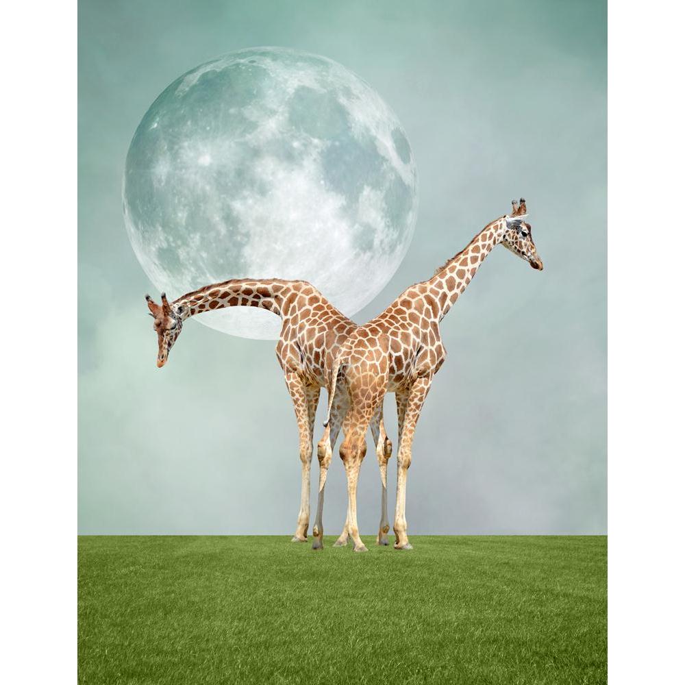 Two Giraffes Canvas Painting Synthetic Frame-Paintings MDF Framing-AFF_FR-IC 5003576 IC 5003576, African, Animals, Fantasy, Illustrations, Landscapes, Nature, Realism, Scenic, Surrealism, Wildlife, two, giraffes, canvas, painting, synthetic, frame, africa, aqua, azure, back, composition, dream, giraffe, grass, illustration, land, landscape, long, magic, mammals, meadow, moon, neck, outdoor, poster, savanna, scenery, suggestive, surreal, tall, wallpaper, artzfolio, wall decor for living room, wall frames for
