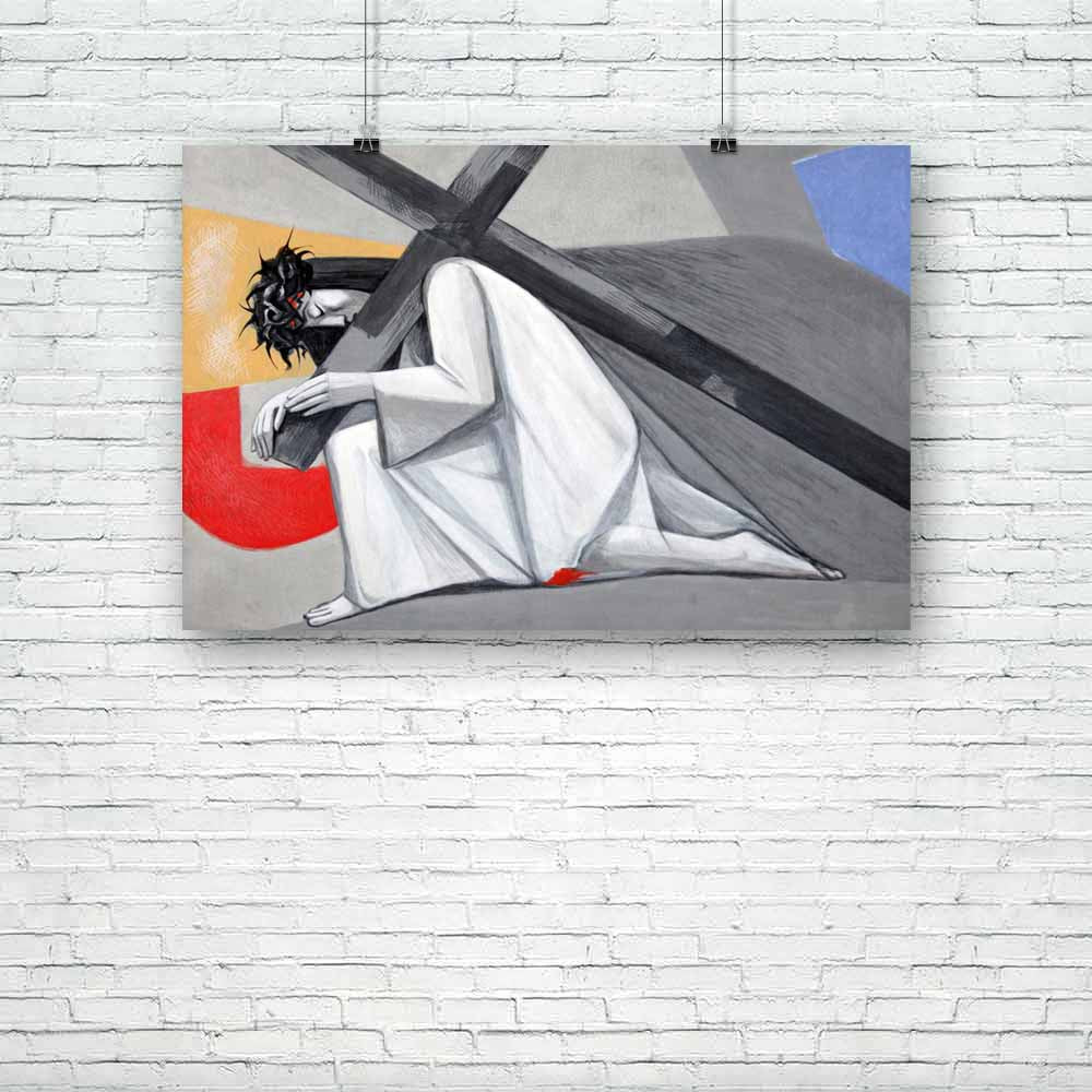 3rd Station Of Cross Jesus Falls The First Time Unframed Paper Poster - Paper Posters Unframed - ArtzFolio.com