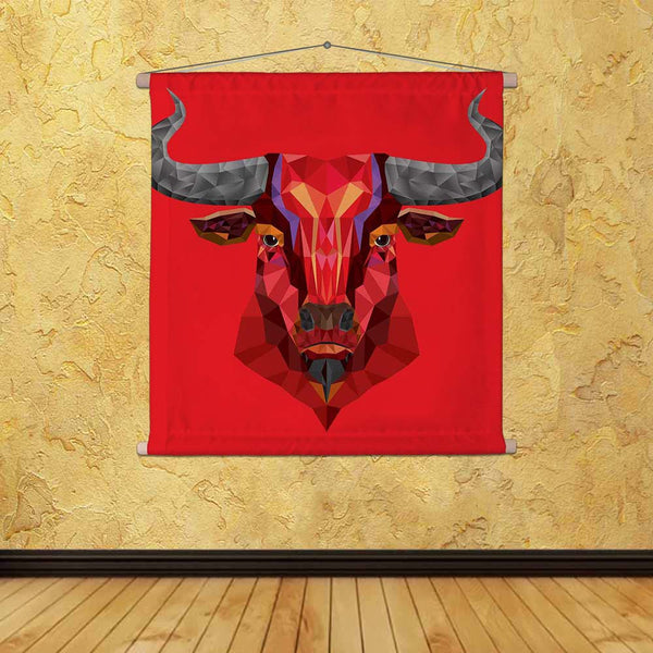 ArtzFolio Red Bull Head With Geometric Pattern D1 Fabric Painting Tapestry Scroll Art Hanging-Scroll Art-AZART29269679TAP_L-Image Code 5003580 Vishnu Image Folio Pvt Ltd, IC 5003580, ArtzFolio, Scroll Art, Animals, Kids, Digital Art, red, bull, head, with, geometric, pattern, d1, canvas, fabric, painting, tapestry, scroll, art, hanging, raging, face, club, buffalo, aggressive, team, icon, power, aggression, vector, sign, awesome, symbol, strong, defense, persistence, die, hard, long, horn, wild, insignia, e
