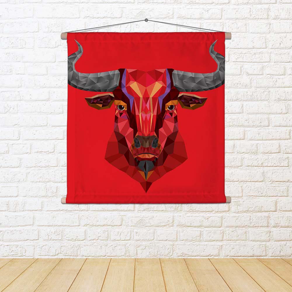 ArtzFolio Red Bull Head With Geometric Pattern D1 Fabric Painting Tapestry Scroll Art Hanging-Scroll Art-AZART29269679TAP_L-Image Code 5003580 Vishnu Image Folio Pvt Ltd, IC 5003580, ArtzFolio, Scroll Art, Animals, Kids, Digital Art, red, bull, head, with, geometric, pattern, d1, fabric, painting, tapestry, scroll, art, hanging, raging, face, club, buffalo, aggressive, team, icon, power, aggression, vector, sign, awesome, symbol, strong, defense, persistence, die, hard, long, horn, wild, insignia, emblem, e