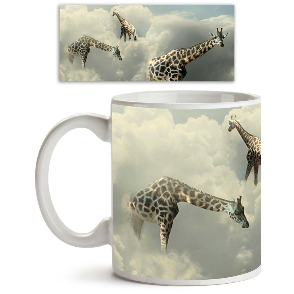 Four Giraffe Walking In The Clouds Ceramic Coffee Tea Mug Inside White-Coffee Mugs-MUG-IC 5003592 IC 5003592, Animals, Art and Paintings, Black, Black and White, Comedy, Conceptual, Humor, Humour, Illustrations, Nature, Realism, Scenic, Surrealism, four, giraffe, walking, in, the, clouds, ceramic, coffee, tea, mug, inside, white, animal, art, artistic, background, beautiful, cloud, cloudy, colorful, composition, concept, creativity, dream, dreamy, elegance, elegant, escape, expression, funny, idea, illustra