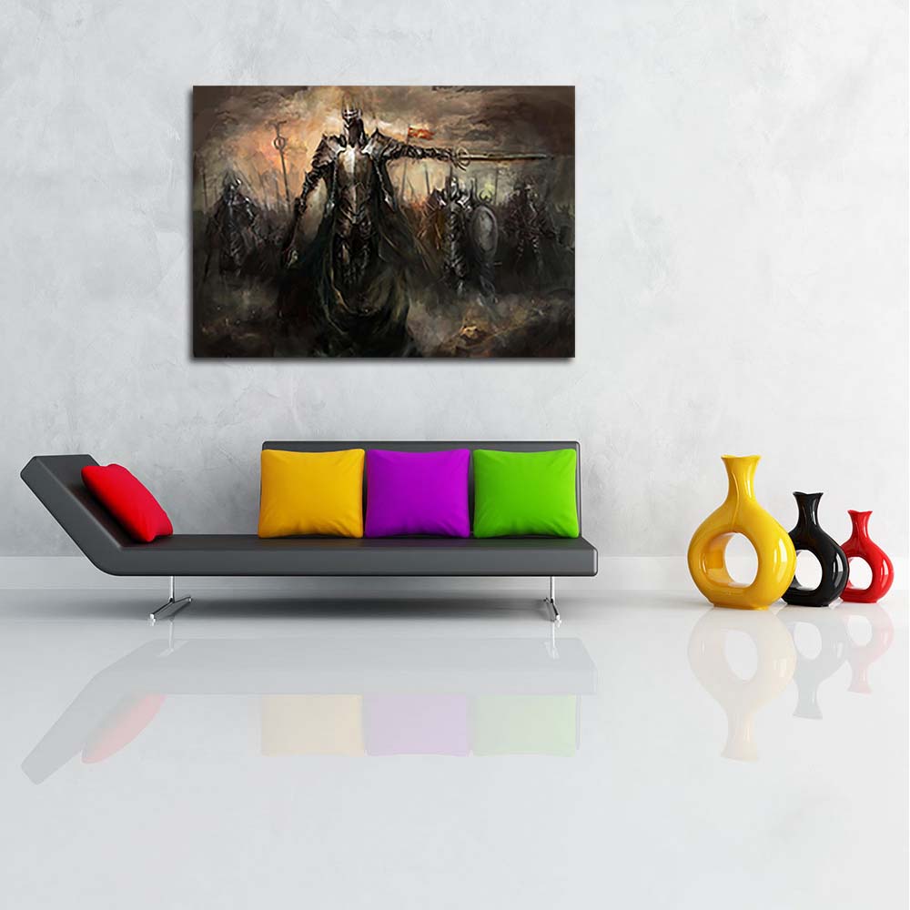 General Leading His Army In War Canvas Painting Synthetic Frame ...
