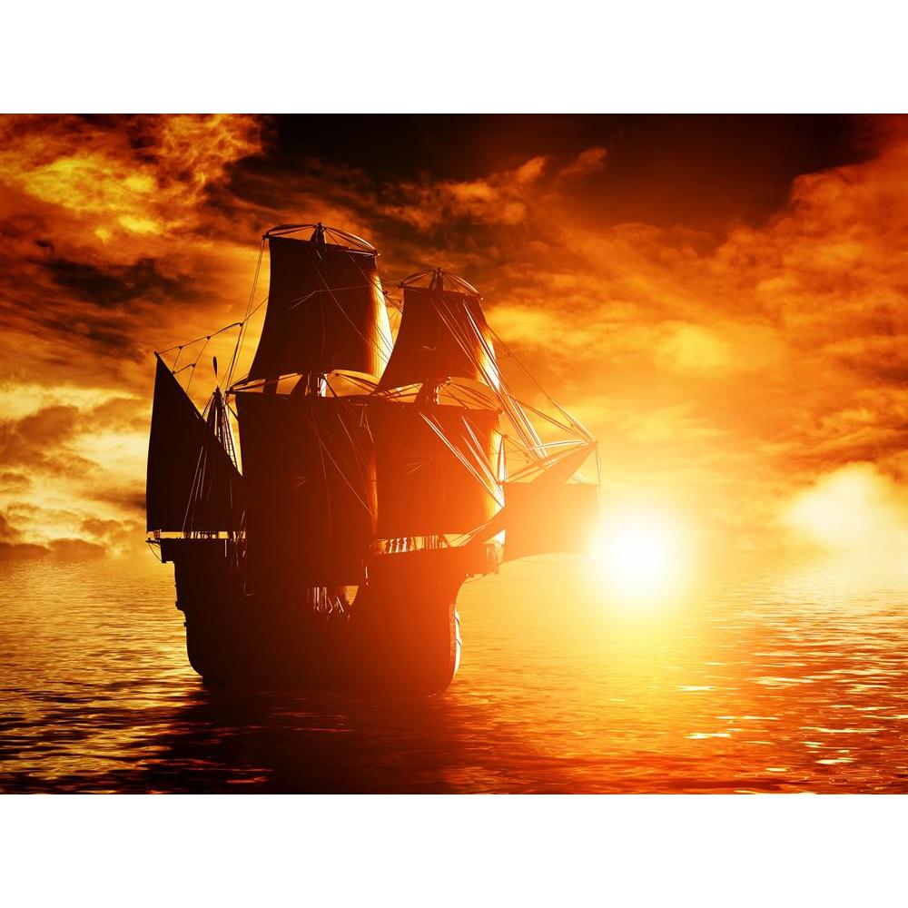 Ancient Pirate Ship Sailing On The Ocean At Sunset Canvas Painting Synthetic Frame-Paintings MDF Framing-AFF_FR-IC 5003603 IC 5003603, Ancient, Automobiles, Boats, Culture, Ethnic, Historical, Medieval, Nautical, Sports, Sunsets, Traditional, Transportation, Travel, Tribal, Vehicles, Vintage, World Culture, pirate, ship, sailing, on, the, ocean, at, sunset, canvas, painting, synthetic, frame, old, pirates, galleon, adventure, antique, battle, boat, classic, coast, cruise, dusk, exploration, frigate, galley,