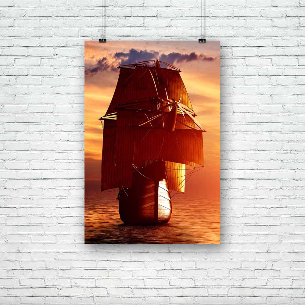 Ancient Pirate Ship Sailing On The Ocean D2 Unframed Paper Poster-Paper Posters Unframed-POS_UN-IC 5003604 IC 5003604, Ancient, Automobiles, Boats, Culture, Ethnic, Historical, Medieval, Nautical, Sports, Sunsets, Traditional, Transportation, Travel, Tribal, Vehicles, Vintage, World Culture, pirate, ship, sailing, on, the, ocean, d2, unframed, paper, poster, galleon, adventure, antique, battle, boat, classic, coast, cruise, dusk, exploration, frigate, galley, historic, history, marine, maritime, military, n