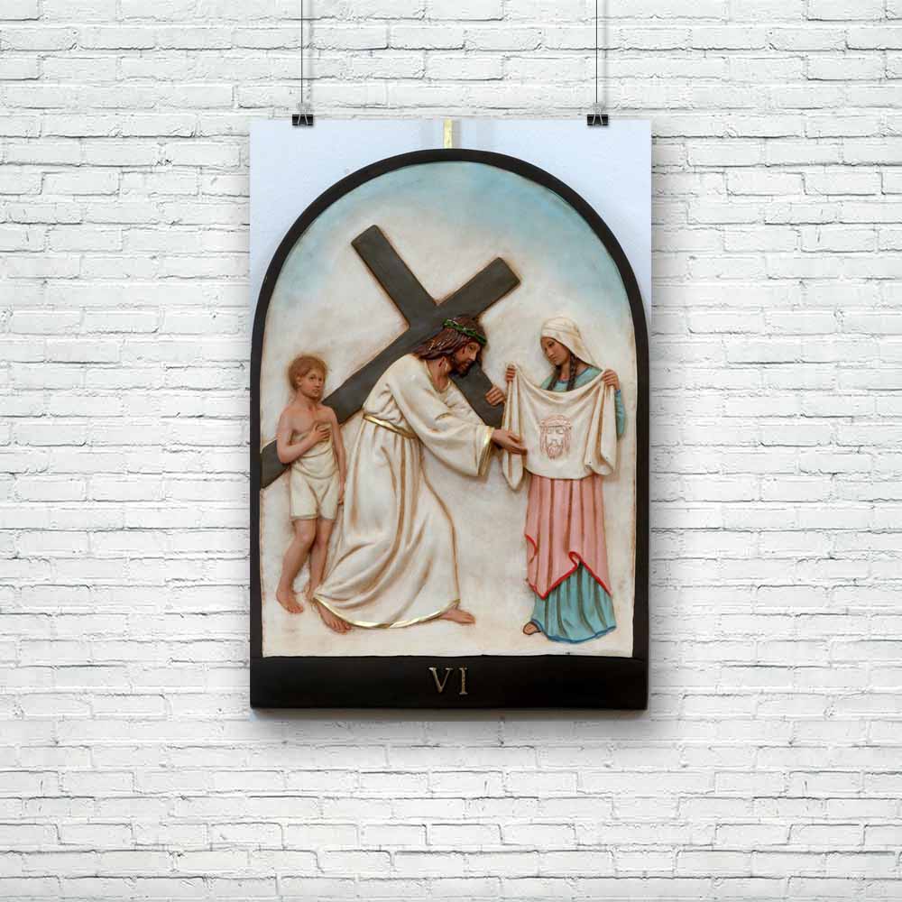 6th Station Of Cross Veronica Wipes Face Of Jesus D2 Unframed Paper Poster-Paper Posters Unframed-POS_UN-IC 5003611 IC 5003611, Art and Paintings, Christianity, Cross, Jesus, Religion, Religious, Spiritual, 6th, station, of, veronica, wipes, face, d2, unframed, paper, poster, via, crucis, stations, the, way, agony, art, artistic, beautiful, bible, blood, cathedral, christ, christian, church, croatia, crown, crucifixion, easter, europe, faith, friday, god, gospel, holy, pain, passion, pray, prayer, sacred, s