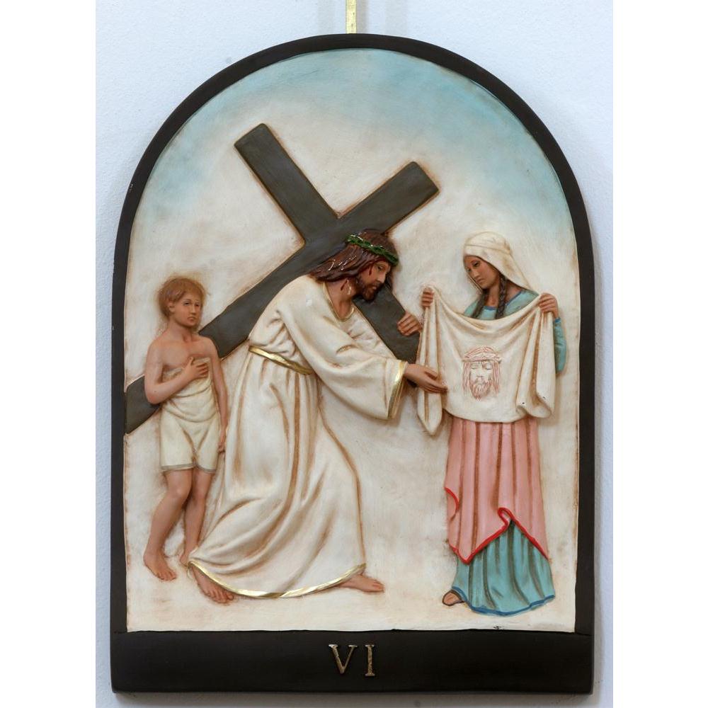 6th Station Of Cross Veronica Wipes Face Of Jesus Canvas Painting Synthetic Frame - Paintings MDF Framing - ArtzFolio.com