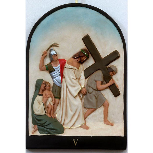 5th Station Of Cross Simon Of Cyrene Carries Cross Unframed Paper Poster-Paper Posters Unframed-POS_UN-IC 5003623 IC 5003623, Art and Paintings, Christianity, Cross, Jesus, Religion, Religious, Spiritual, 5th, station, of, simon, cyrene, carries, unframed, paper, wall, poster, stations, the, via, crucis, agony, art, artistic, beautiful, bible, blood, cathedral, christ, christian, church, croatia, crown, crucifixion, easter, europe, faith, friday, god, gospel, holy, pain, passion, pray, prayer, sacred, saint