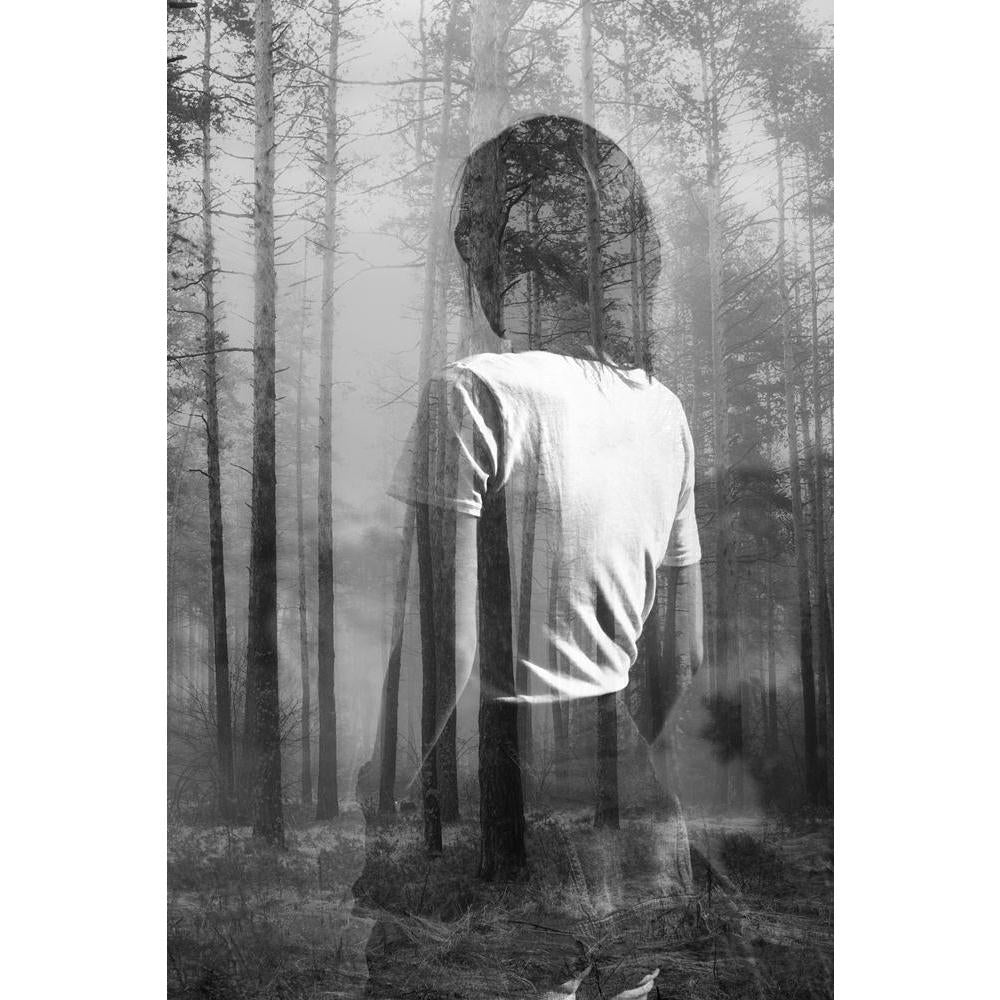 Portrait Of Woman In Forest Canvas Painting Synthetic Frame-Paintings MDF Framing-AFF_FR-IC 5003664 IC 5003664, Abstract Expressionism, Abstracts, Black, Black and White, Conceptual, Individuals, Portraits, Semi Abstract, White, portrait, of, woman, in, forest, canvas, painting, synthetic, frame, artistic, bio, branches, bw, contemplation, creative, daydreaming, double, ecology, effect, environment, exposure, face, head, isolated, meditative, multiple, natural, needles, peace, person, pine, plant, profile, 