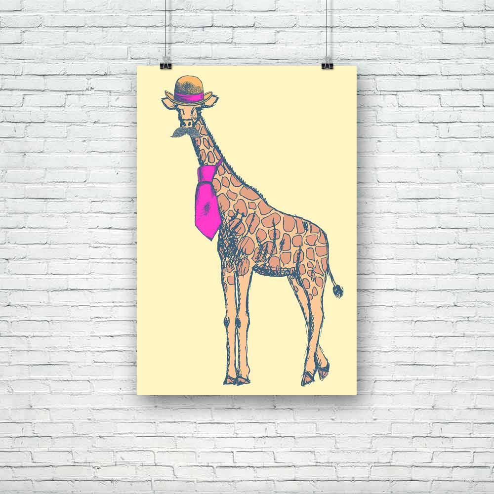 Giraffe Hipster In Hat & Tie With Mustache Unframed Paper Poster-Paper Posters Unframed-POS_UN-IC 5003666 IC 5003666, African, Ancient, Animals, Art and Paintings, Business, Drawing, Fashion, Hipster, Historical, Illustrations, Medieval, Retro, Sketches, Vintage, giraffe, in, hat, tie, with, mustache, unframed, paper, poster, africa, animal, apparel, art, backdrop, background, bowler, cap, classic, clothes, clothing, color, colorful, cravat, cute, draw, elegance, engraving, fabric, facial, fashionable, garm