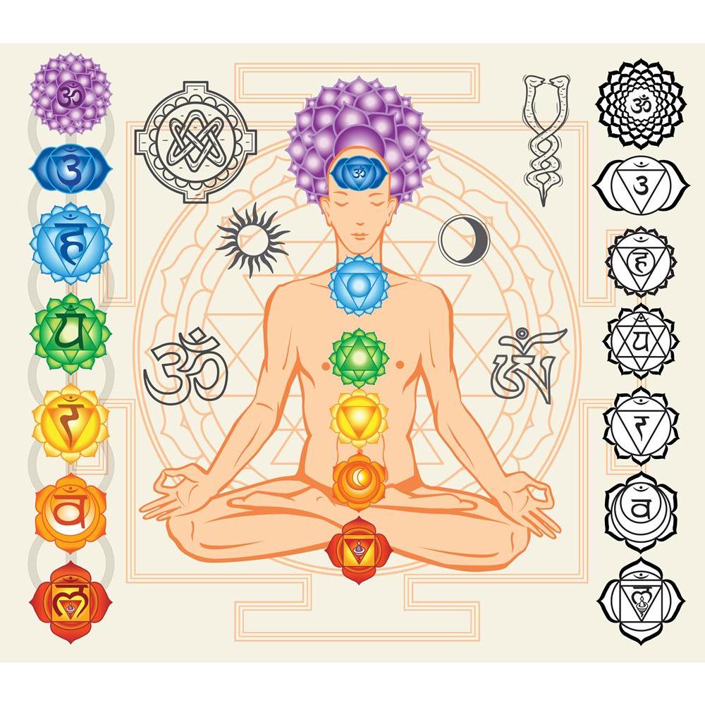Pitaara Box Man With Chakras & Esoteric Symbols Peel & Stick Vinyl Wall Sticker-Laminated Wall Stickers-PBART30828019LAM_UN_L-Image Code 5003739 Vishnu Image Folio Pvt Ltd, IC 5003739, Pitaara Box, Laminated Wall Stickers, Religious, Traditional, Digital Art, man, with, chakras, esoteric, symbols, peel, stick, vinyl, wall, sticker, silhouette, wall sticker for bedroom, large size wall decal, wall sticker for drawing room, living room wall sticker decal, artzfolio, decorative wall sticker decal, big size wal