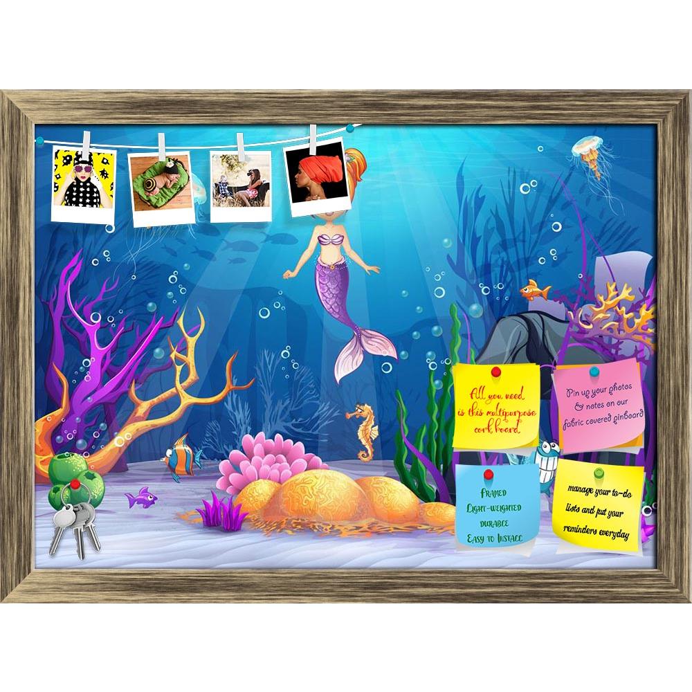ArtzFolio Funny Fish & A Mermaid Printed Bulletin Board Notice Pin Board Soft Board | Framed-Bulletin Boards Framed-AZSAO30906439BLB_FR_L-Image Code 5003746 Vishnu Image Folio Pvt Ltd, IC 5003746, ArtzFolio, Bulletin Boards Framed, Kids, Digital Art, funny, fish, a, mermaid, printed, bulletin, board, notice, pin, soft, framed, illustration, underwater, world, pin up board, push pin board, extra large cork board, big pin board, notice board, small bulletin board, cork board, wall notice board, giant cork boa