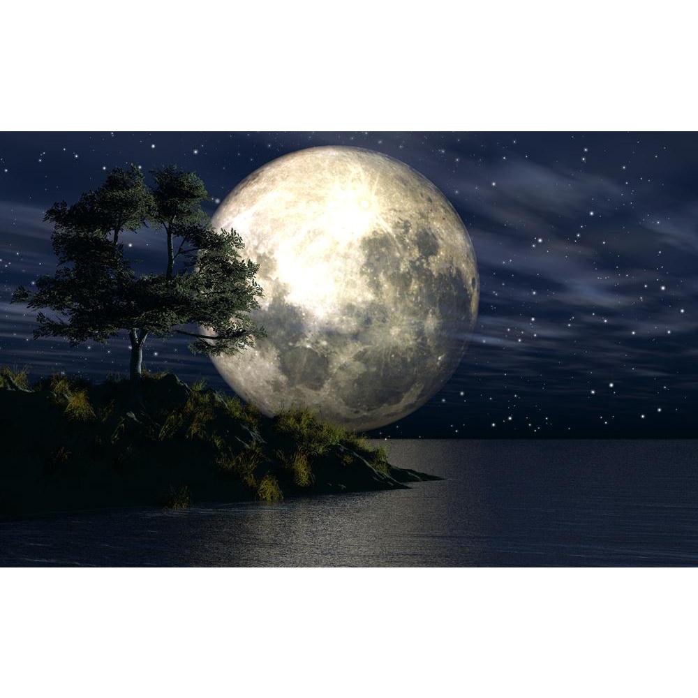 Island In Sea Against A Moonlit Sky Canvas Painting Synthetic Frame-Paintings MDF Framing-AFF_FR-IC 5003750 IC 5003750, 3D, Abstract Expressionism, Abstracts, Astronomy, Cosmology, Illustrations, Landscapes, Scenic, Science Fiction, Semi Abstract, Space, Stars, Surrealism, island, in, sea, against, a, moonlit, sky, canvas, painting, synthetic, frame, abstract, background, clouds, earth, galaxy, illustration, landscape, moon, nebula, ocean, render, science, fiction, starry, surreal, tree, water, artzfolio, w