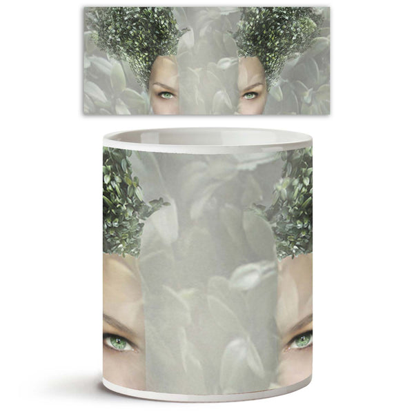 Female Portrait Divided In Two Parts Ceramic Coffee Tea Mug Inside White-Coffee Mugs-MUG-IC 5003762 IC 5003762, Adult, Art and Paintings, Conceptual, Illustrations, Individuals, Nature, Portraits, Realism, Scenic, Surrealism, female, portrait, divided, in, two, parts, ceramic, coffee, tea, mug, inside, white, art, artistic, ball, bizarre, colorful, concept, face, foliage, gray, green, grey, hairstyle, human, illustration, illustrative, inner, interior, intimate, leaf, lightness, luminosity, originality, pec