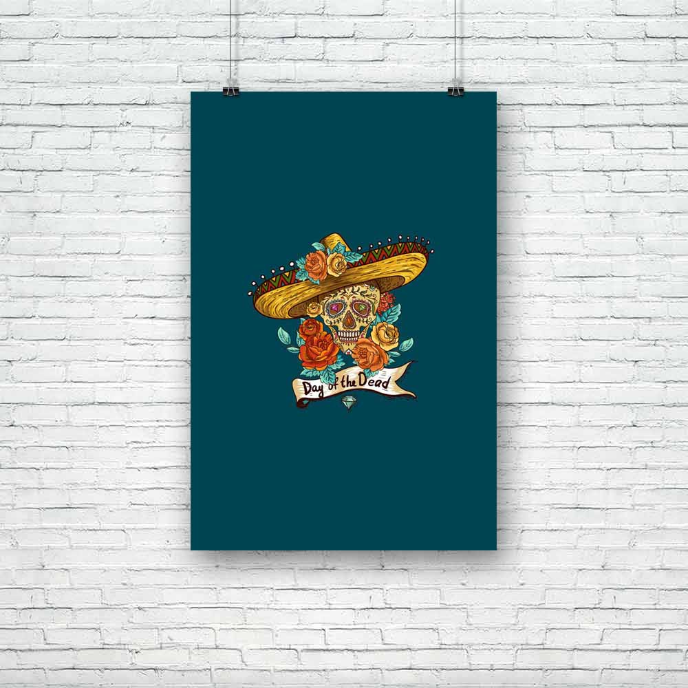 Floral Skull Unframed Paper Poster-Paper Posters Unframed-POS_UN-IC 5003771 IC 5003771, Ancient, Art and Paintings, Black, Black and White, Botanical, Decorative, Digital, Digital Art, Drawing, Floral, Flowers, Graphic, Historical, Holidays, Illustrations, Medieval, Mexican, Music, Music and Dance, Music and Musical Instruments, Nature, Patterns, Signs, Signs and Symbols, Symbols, Vintage, skull, unframed, paper, poster, day, of, the, dead, cinco, de, mayo, calavera, sugar, skulls, art, background, cafe, ca