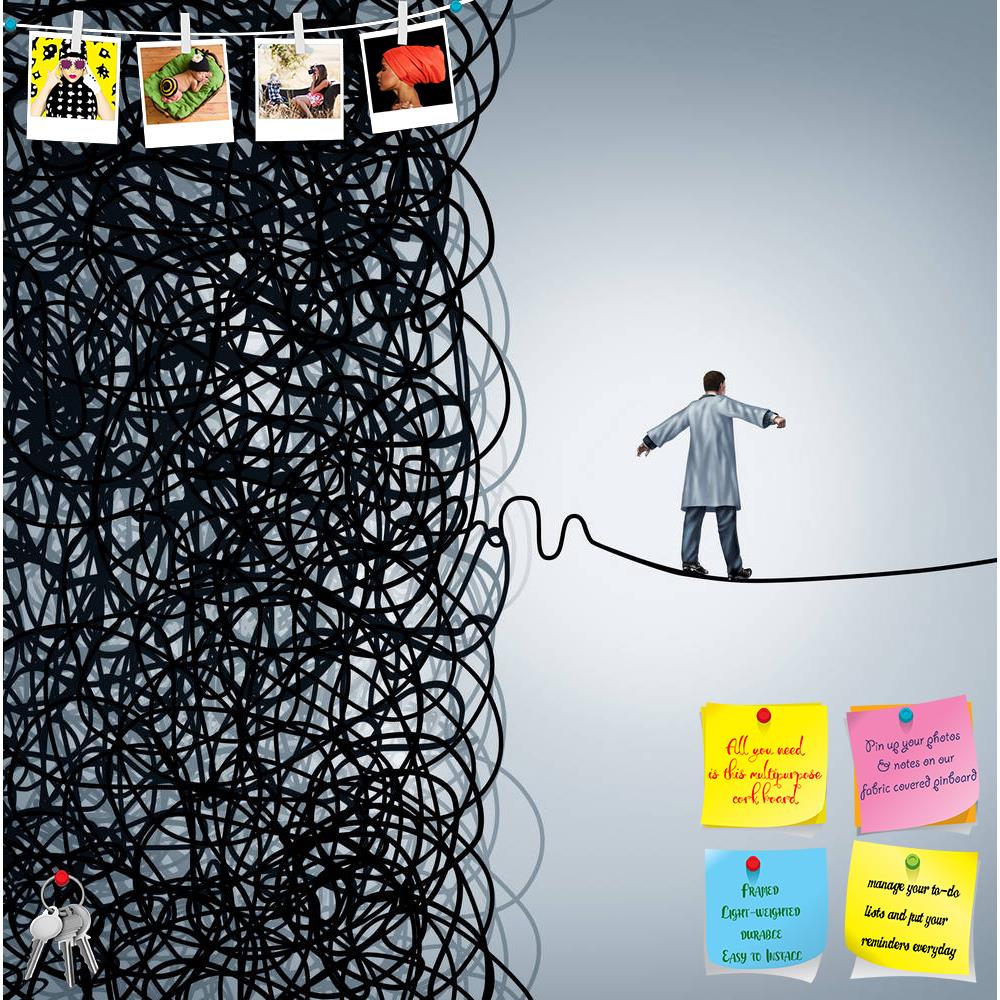 ArtzFolio Conceptual Art D2 Printed Bulletin Board Notice Pin Board Soft Board | Frameless-Bulletin Boards Frameless-AZSAO31285986BLB_FL_L-Image Code 5003776 Vishnu Image Folio Pvt Ltd, IC 5003776, ArtzFolio, Bulletin Boards Frameless, Conceptual, Digital Art, art, d2, printed, bulletin, board, notice, pin, soft, frameless, medical, healthcare, crisis, management, doctor, medicine, research, science, confusion, solution, answers, skill, walking, highwire, tightrope, rope, tangled, mess, chaos, confused, man